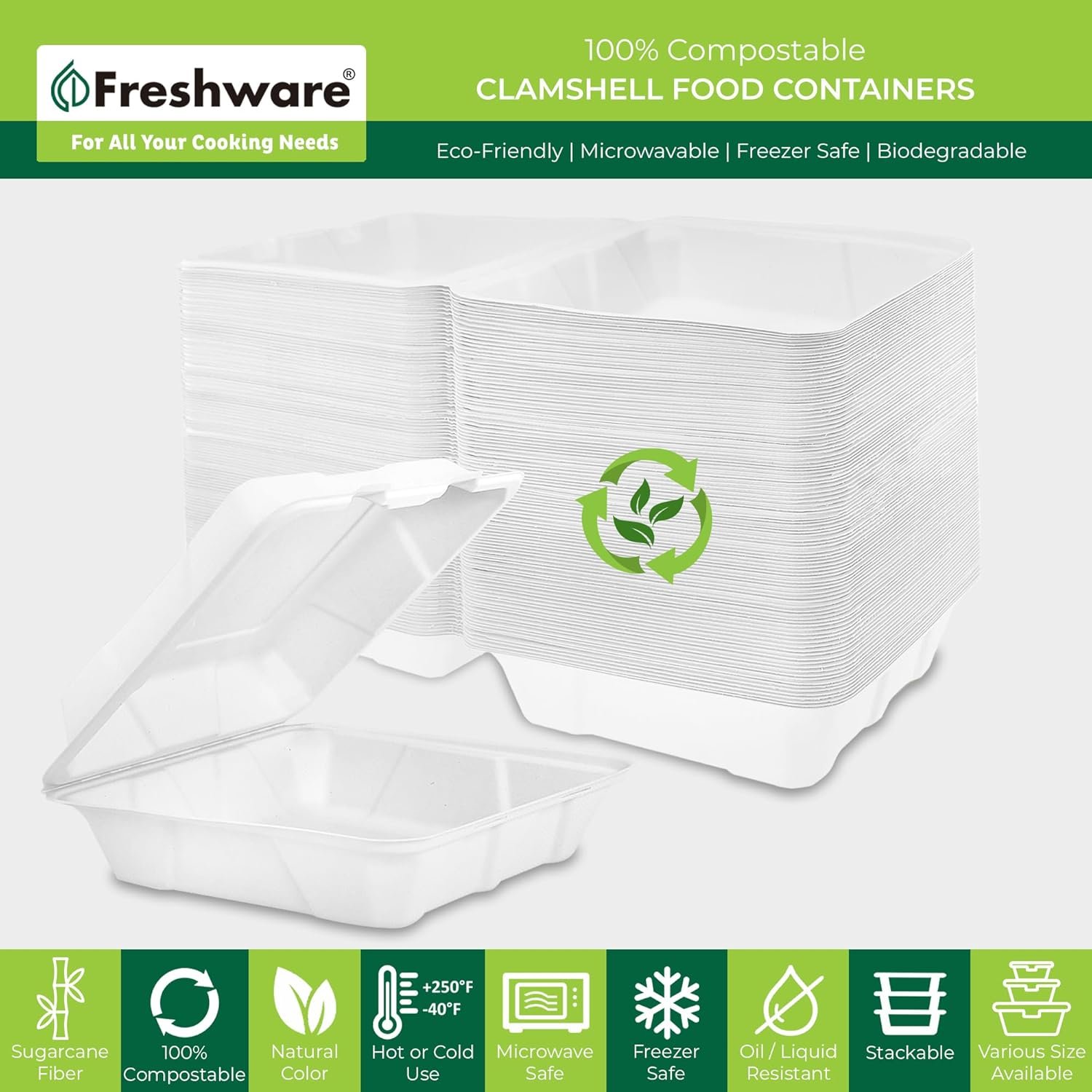 Produttore di Contenitori per Alimenti a Guscio Compostabili 8x8