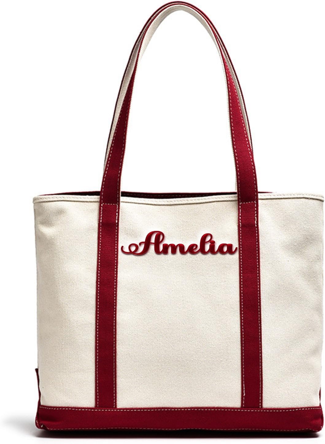 Logo Personalizzato Borsa in Canvas Ricamata per Donne dal Fornitore, Tote Shopping Rinforzata con Nome Riutilizzabile per Essentials Quotidiani Spiaggia Matrimoni Regali Madri Damigelle Insegnanti Marchio Bianco