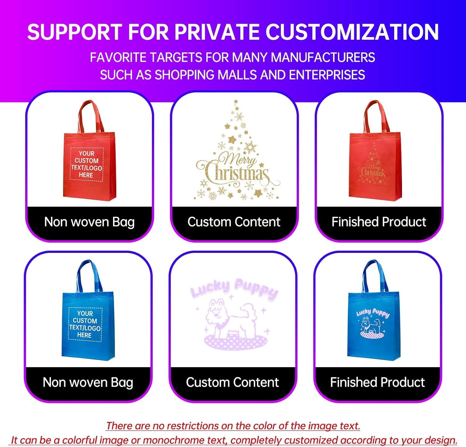 Logo Personalizzato Borse Tote Promozionali 10/50/100 Pezzi Riutilizzabili dal Produttore 15 x 12 x 4 Pollici con Manici Marchio Bianco