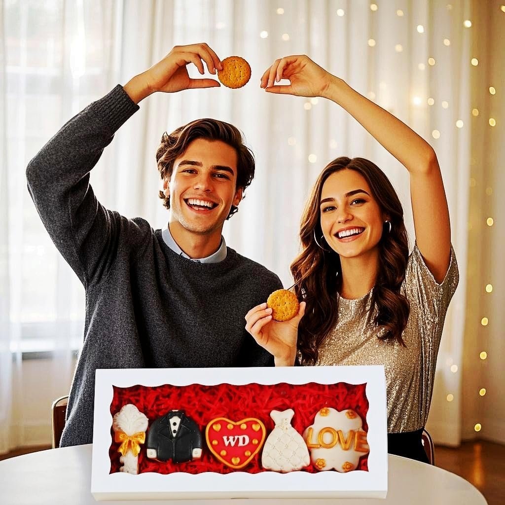 Scatole per Biscotti con Logo Personalizzato Bianche con Finestra 15 Pz 12x5x1.5 Pollici Marchio Bianco per Macaron Cakesicles Tartufi Cioccolato Ciambelle Dolcetti dal Fornitore Natale San Valentino Pasqua Festa della Mamma