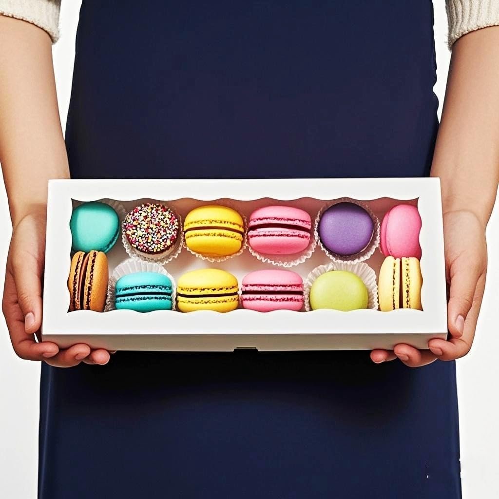 Scatole per Biscotti con Logo Personalizzato Bianche con Finestra 15 Pz 12x5x1.5 Pollici Marchio Bianco per Macaron Cakesicles Tartufi Cioccolato Ciambelle Dolcetti dal Fornitore Natale San Valentino Pasqua Festa della Mamma