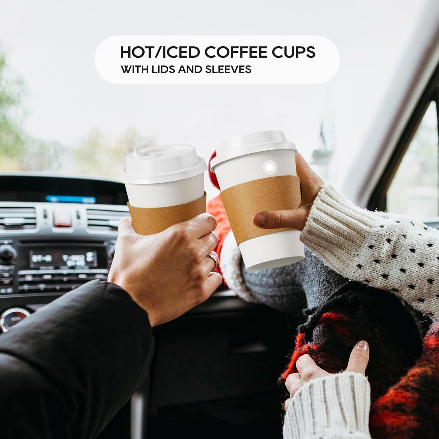 Fornitore di Tazze da Caffè in Carta da 12 oz monouso confezione da 100 con coperchi manicotti termici e bastoncini mescolatori con Logo Personalizzato per bevande calde fredde acqua succo tè Marchio Bianco per casa negozi caffè