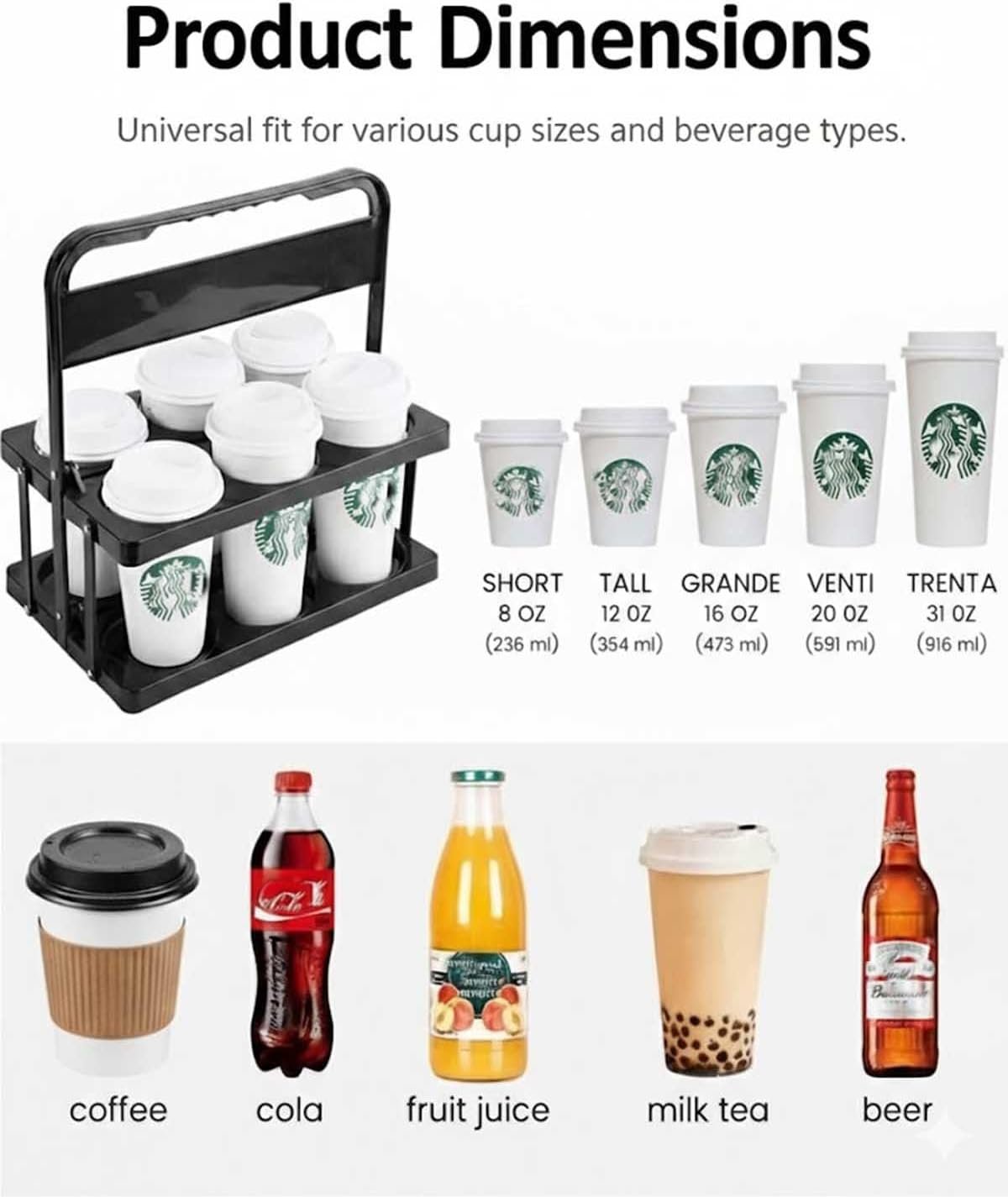 Logo Personalizzato Portabevande Isolati Neri per Consegne Borsa Riutilizzabile con Manico per Bevande e Cibi Caldi o Freddi Produttore Marchio Bianco