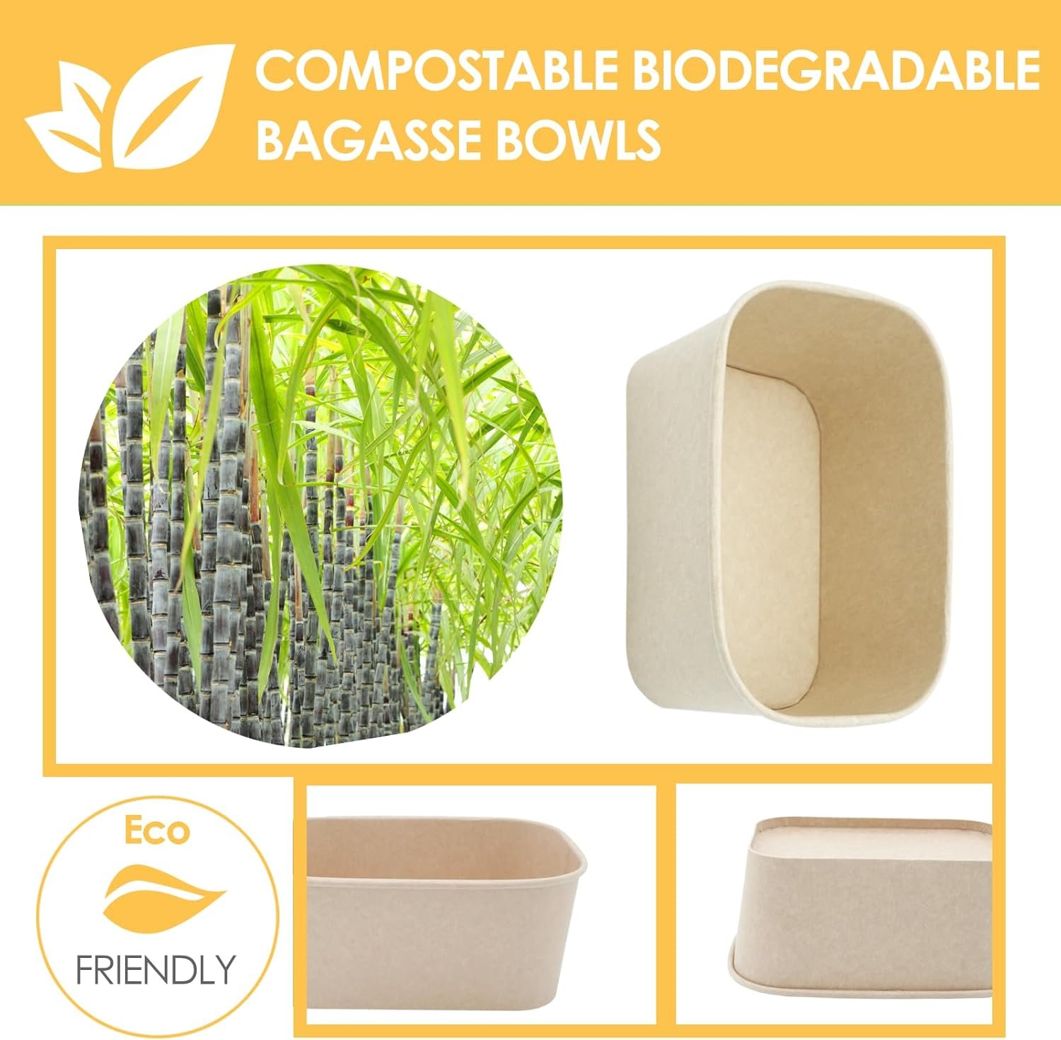 Marchio Bianco Confezione da 50 Ciotole di Carta Grandi da 29 OZ con Coperchi Resistenti Monouso Compostabili per Feste Bulk Antiassorbimento Sicure Microonde per Caldo Freddo con Logo Personalizzato dal Produttore
