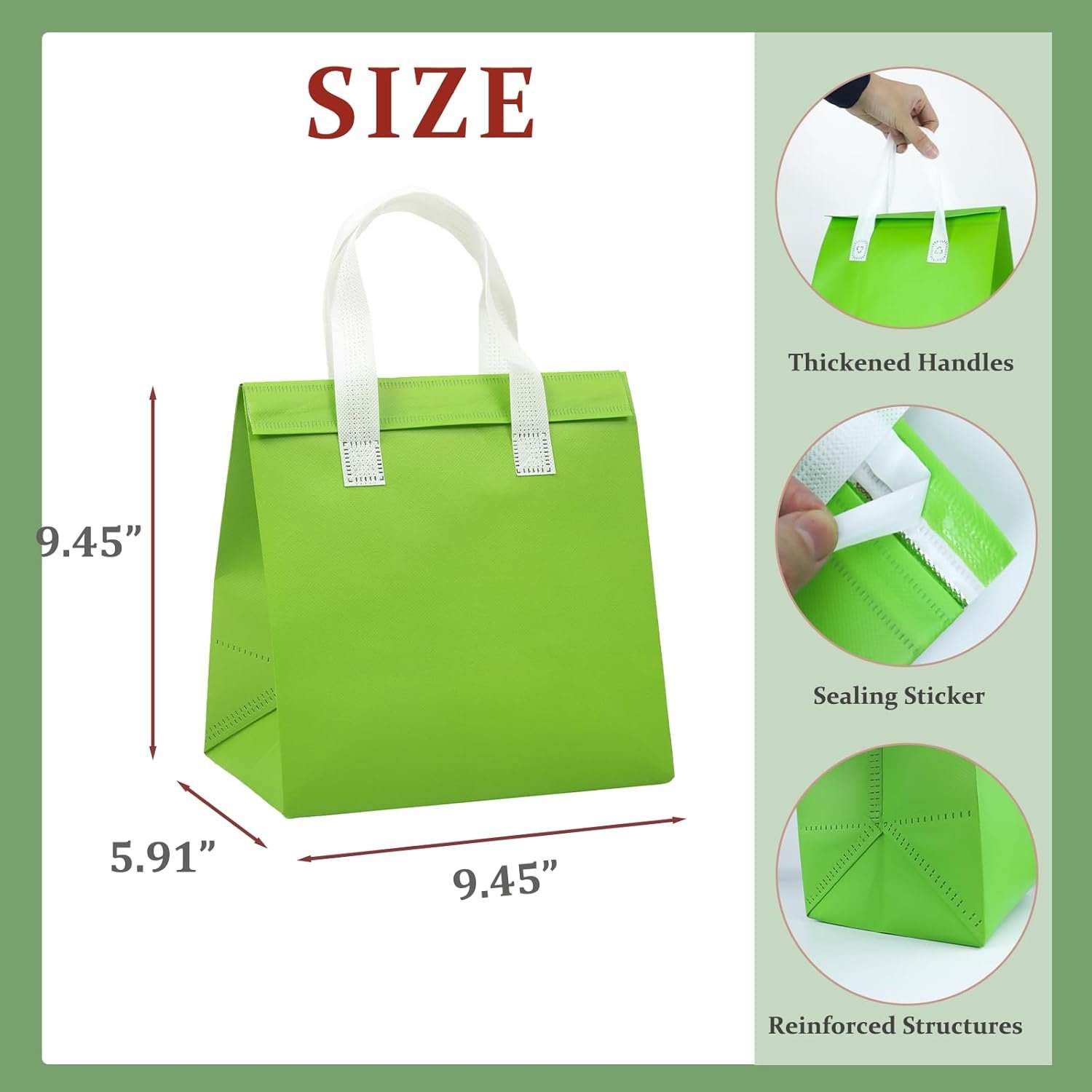 Logo Personalizzato Borse Termiche Isolate Monouso Take Away 12 Pezzi Marchio Bianco per Caffè Tè al Latte Bevande Calde Fredde Cibi Freschi Delivery Fornitore (6 Colori)