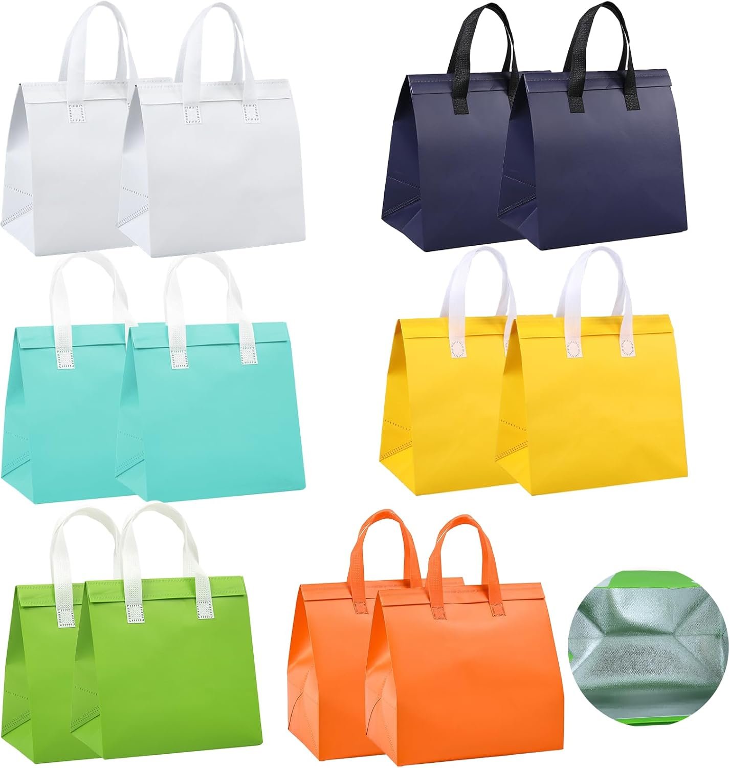 Logo Personalizzato Borse Termiche Isolate Monouso Take Away 12 Pezzi Marchio Bianco per Caffè Tè al Latte Bevande Calde Fredde Cibi Freschi Delivery Fornitore (6 Colori)