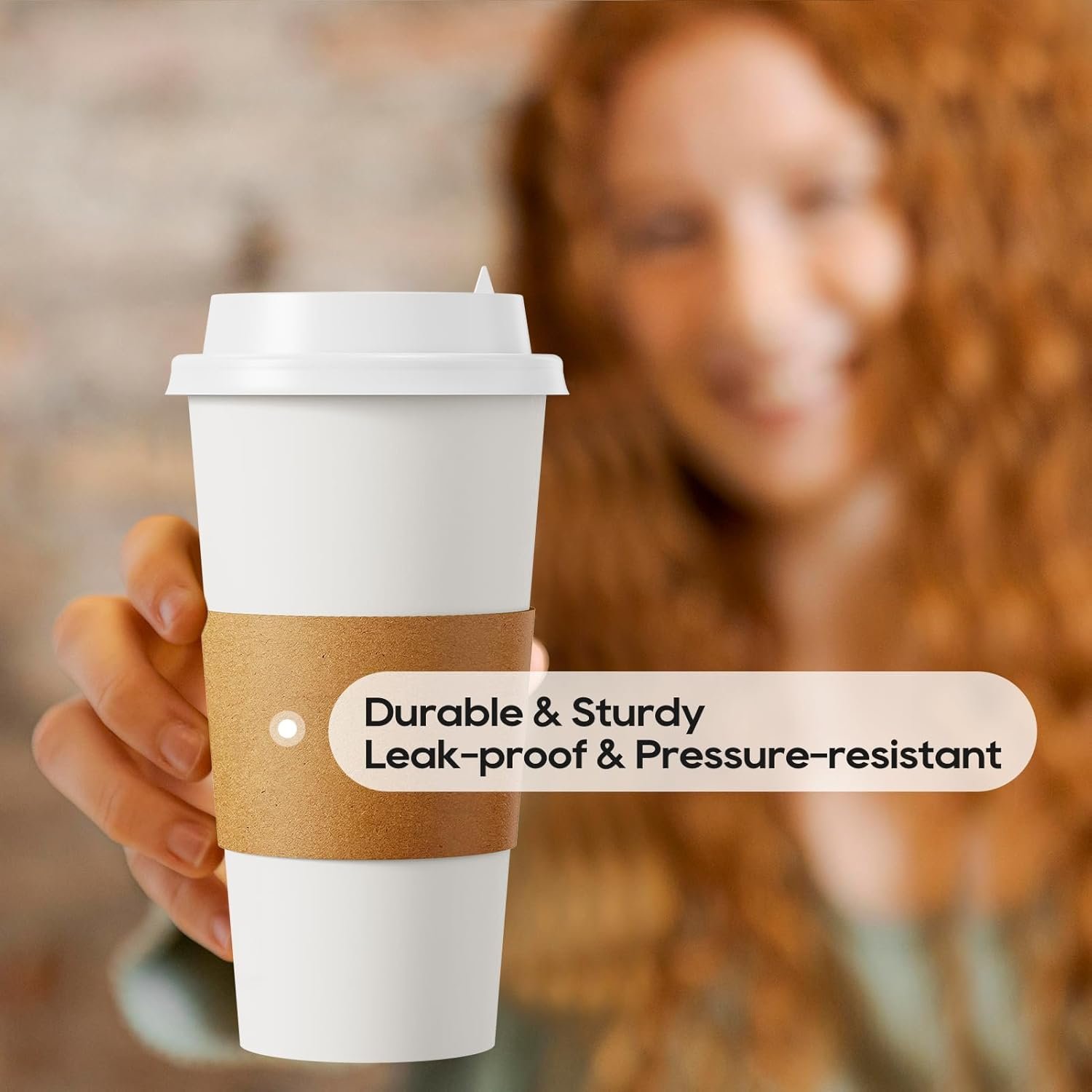Logo Personalizzato Tazze da Caffè in Carta 20 oz Monouso con Coperchi Manicotti Bastoncini [50 pz] Marchio Bianco per Bevande Calde Fredde Acqua Succo Tè Fornitore Casa Negozi Cafè