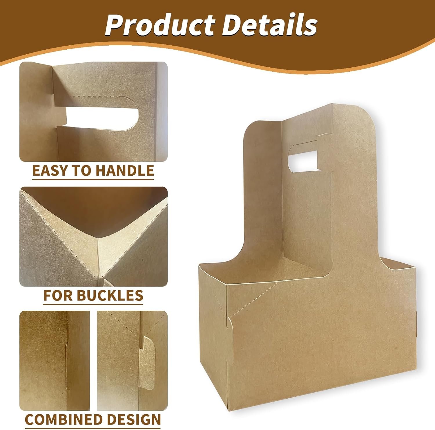 Marchio Bianco Portabevande Caffè con Maniglia 50 Pz con Logo Personalizzato (2 o 4 Tazze) Assemblabili Monouso per Consegne del Fornitore