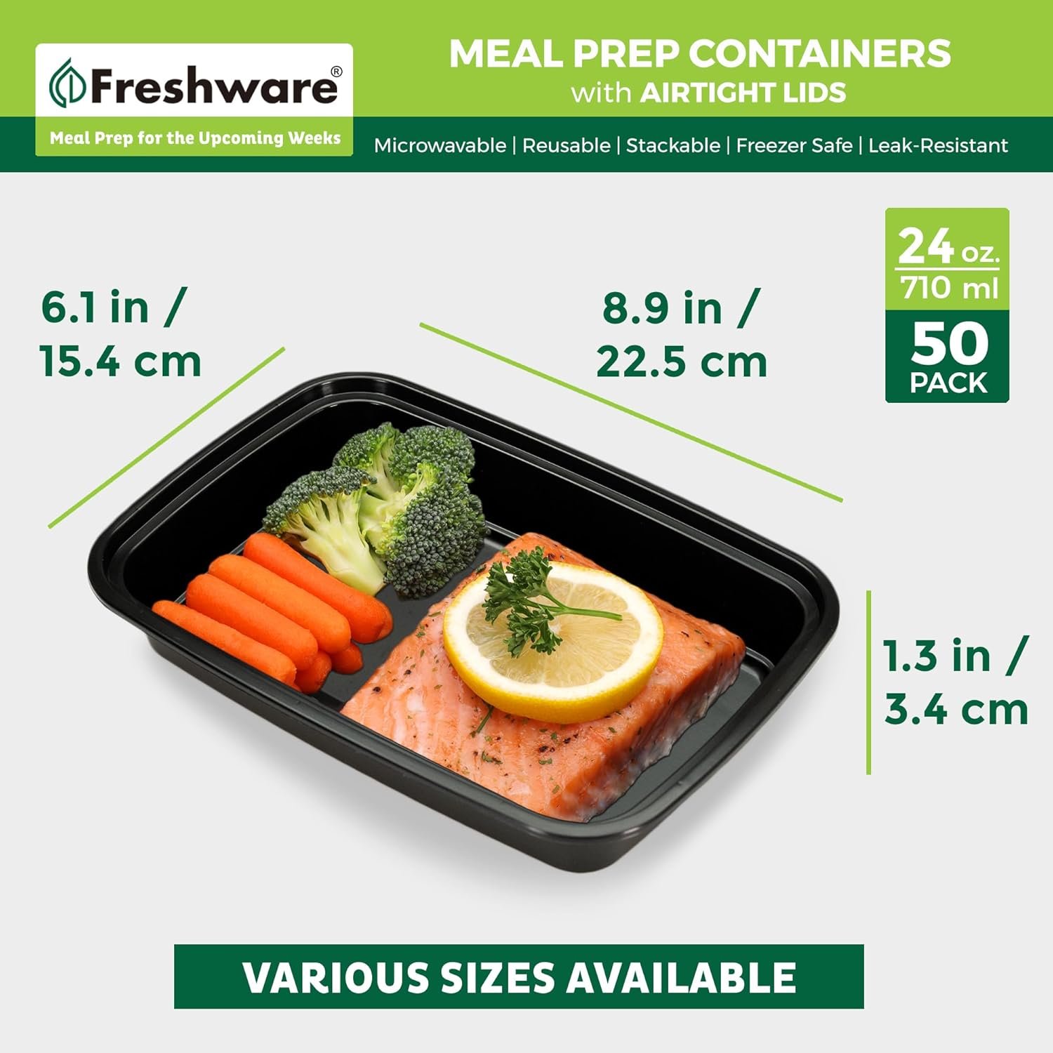 Marchio Bianco Contenitori Meal Prep [50 Pezzi] 1 Comparto con Coperchi con Logo Personalizzato Senza BPA Impilabili Adatti Microonde/Lavastoviglie/Congelatore dal Fornitore (24 oz)