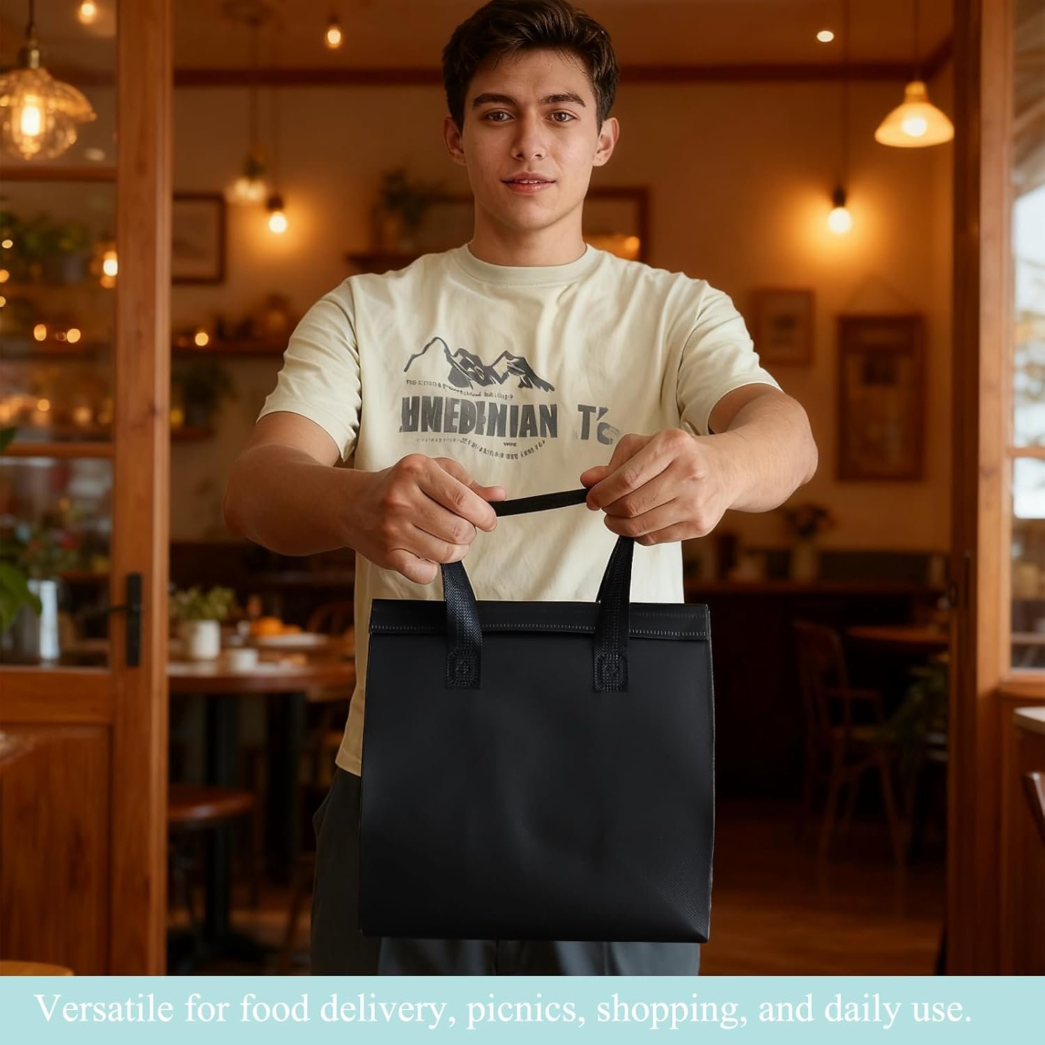 Fornitore 12 Pz Borse Termiche Isolate Monouso per Asporto Caffè Tè al Latte Bevande Calde Fredde Cibo Fresco con Logo Personalizzato Marchio Bianco