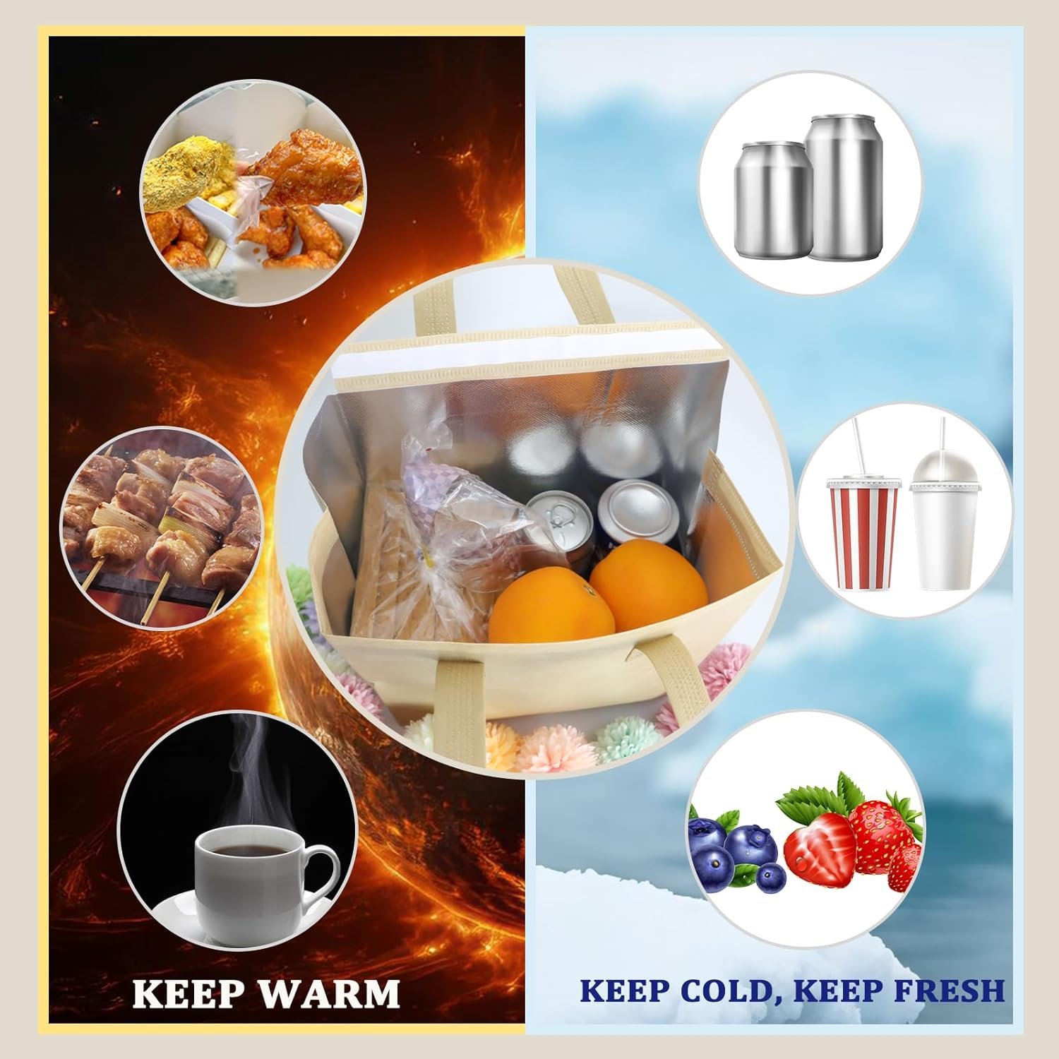 Fornitore 12 Pz Borse Termiche Isolate Monouso per Asporto Caffè Tè al Latte Bevande Calde Fredde Cibo Fresco con Logo Personalizzato Marchio Bianco