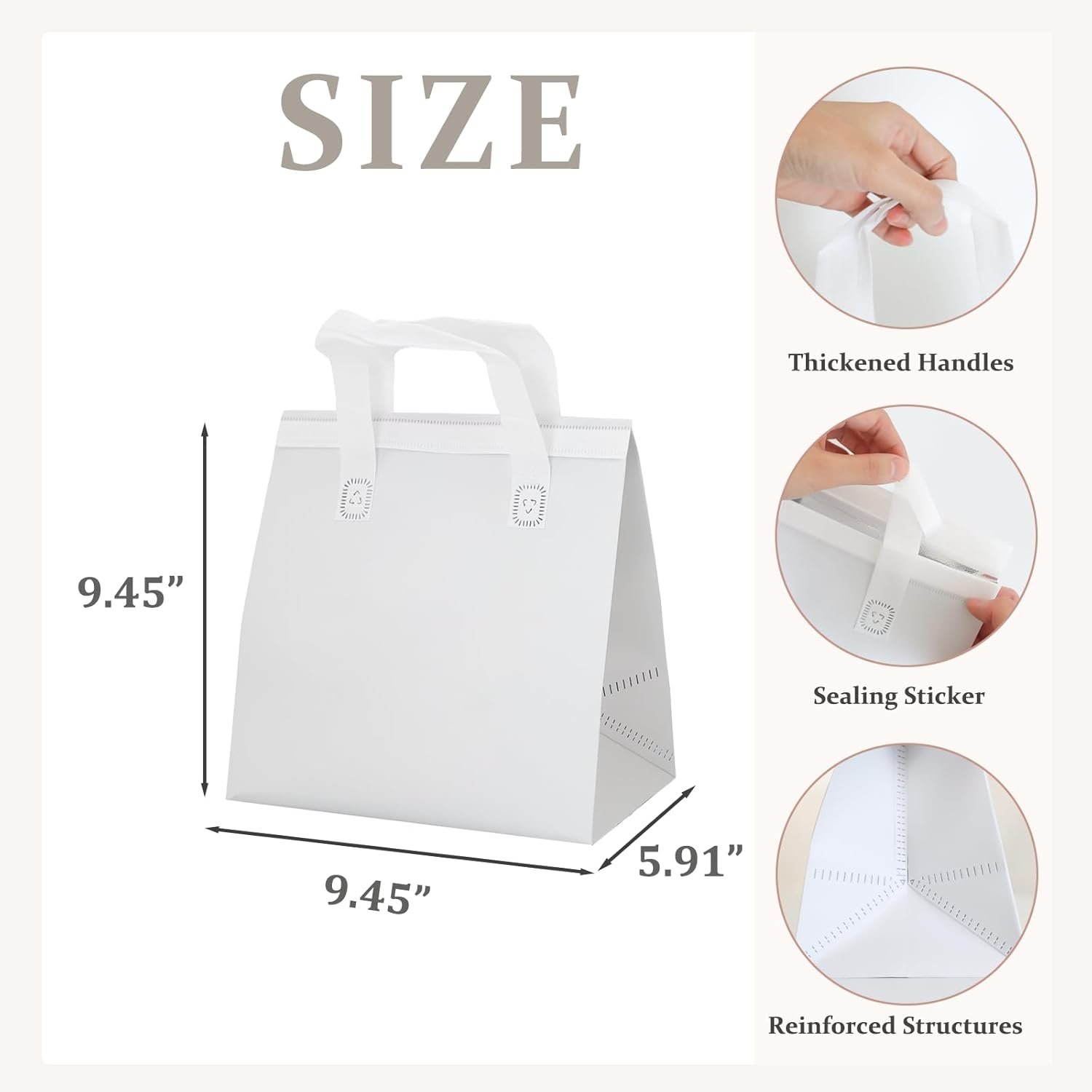 Fornitore 12 Pz Borse Termiche Isolate Monouso per Asporto Caffè Tè al Latte Bevande Calde Fredde Cibo Fresco con Logo Personalizzato Marchio Bianco