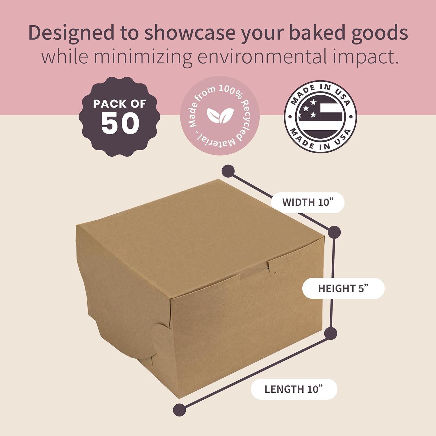 Fornitore Scatole Reversibili Classiche per Torte a Strati 10 x 10 x 5, Cartone Versatile Bianco o Kraft con Logo Personalizzato – Ideali per Piccole Pasticcerie e Caffè, Marchio Bianco Pacco da 50