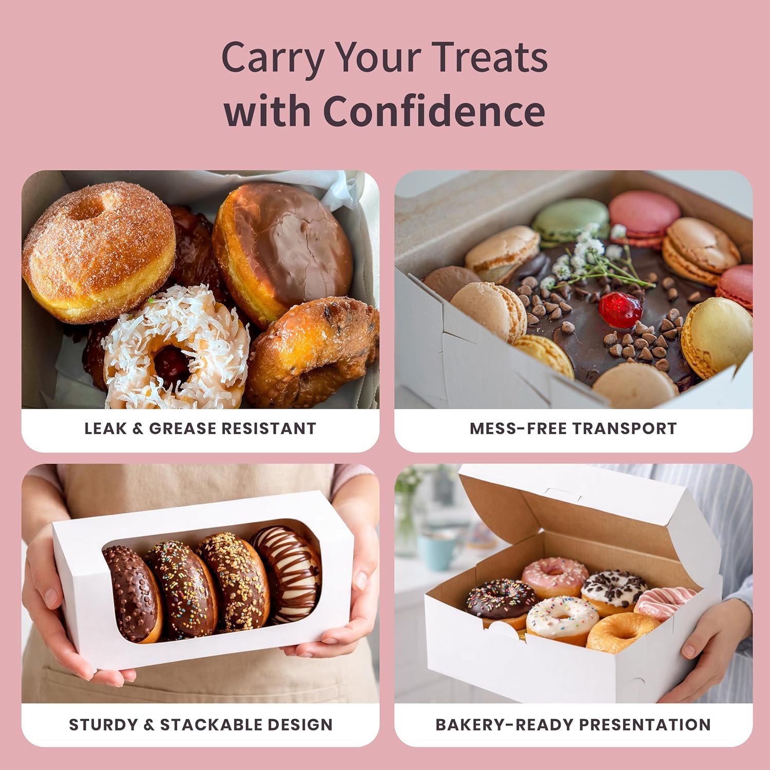 Fornitore Scatole Reversibili Classiche per Torte a Strati 10 x 10 x 5, Cartone Versatile Bianco o Kraft con Logo Personalizzato – Ideali per Piccole Pasticcerie e Caffè, Marchio Bianco Pacco da 50