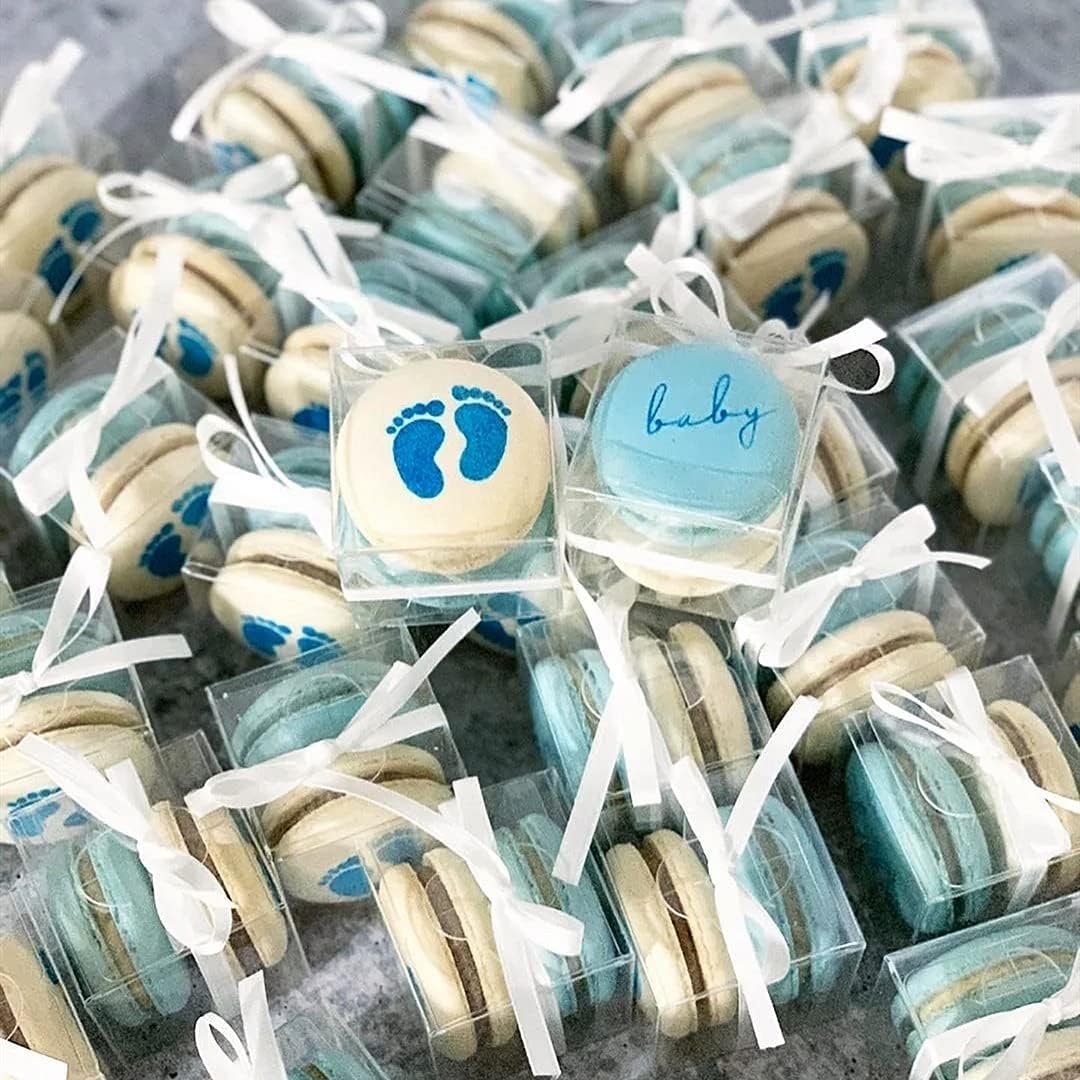 Produttore Scatoline Trasparenti Cubo 2x2x2 Pollici con Nastri Logo Personalizzato Confezione da 100 per Caramelle Bombe di Cioccolato Scatola Plastica Macaron per 2 Marchio Bianco