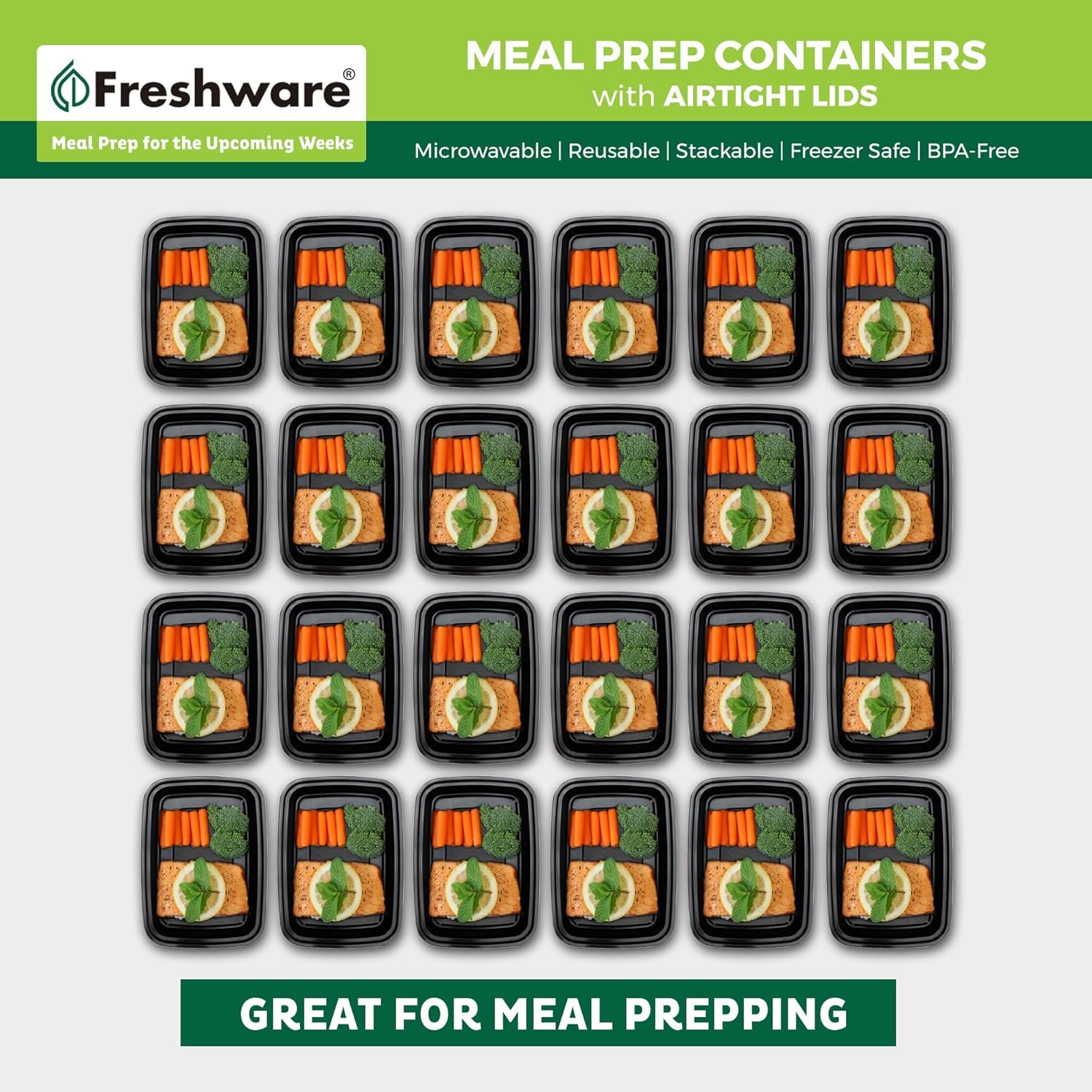 Marchio Bianco Contenitori Meal Prep con Logo Personalizzato [50 Pezzi] Monocomparto per Alimenti con Coperchi Stile Bento Senza BPA Impilabili Adatti a Microonde/Lavastoviglie/Congelatore Dalla Fabbrica (16 oz)