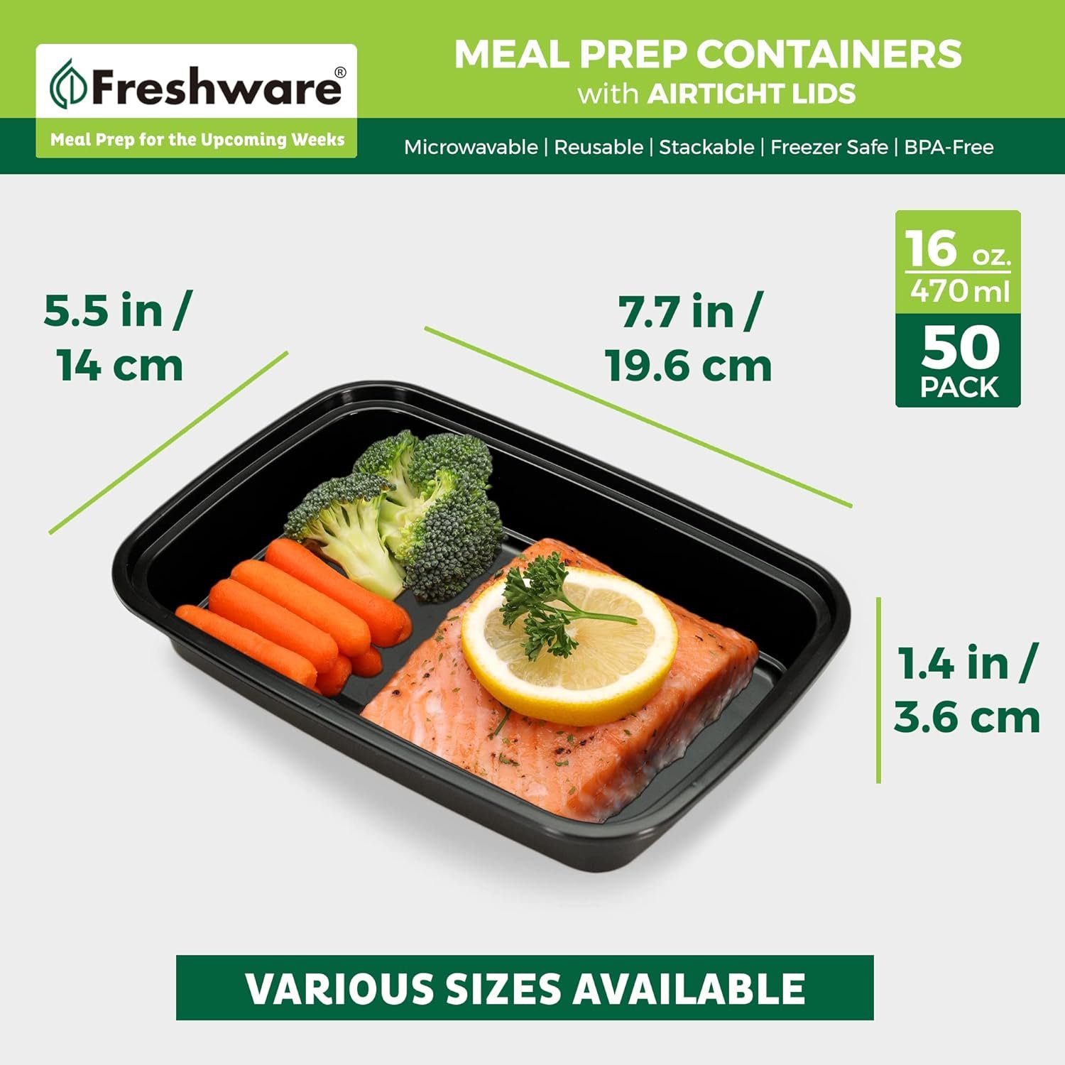 Marchio Bianco Contenitori Meal Prep con Logo Personalizzato [50 Pezzi] Monocomparto per Alimenti con Coperchi Stile Bento Senza BPA Impilabili Adatti a Microonde/Lavastoviglie/Congelatore Dalla Fabbrica (16 oz)