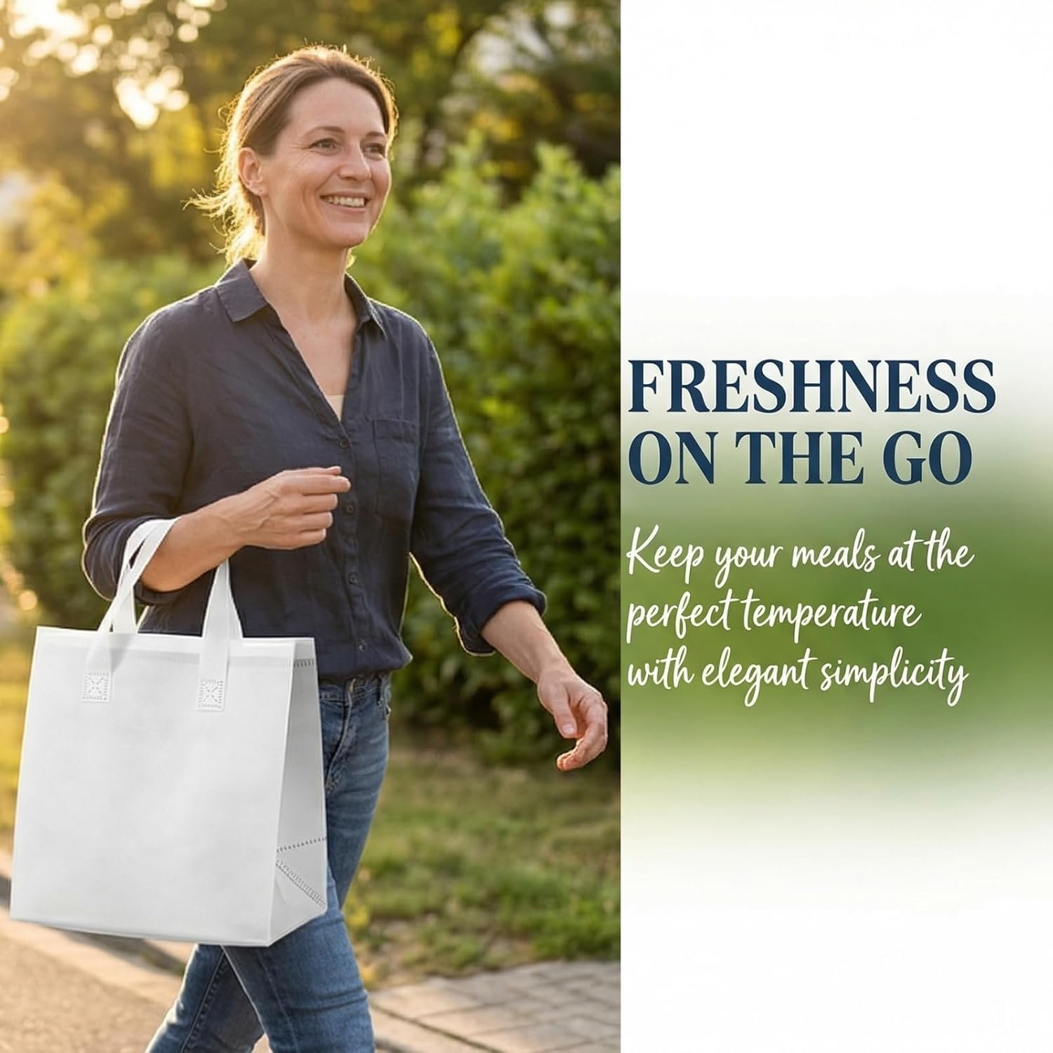 Produttore Confezione da 25 Borse Termiche Isolanti Take Away con Logo Personalizzato, Piccole Borse Frigo Bianche per Cibi Caldi Freddi Surgelati Food Delivery 9,5 x 6 x 10 Pollici Marchio Bianco