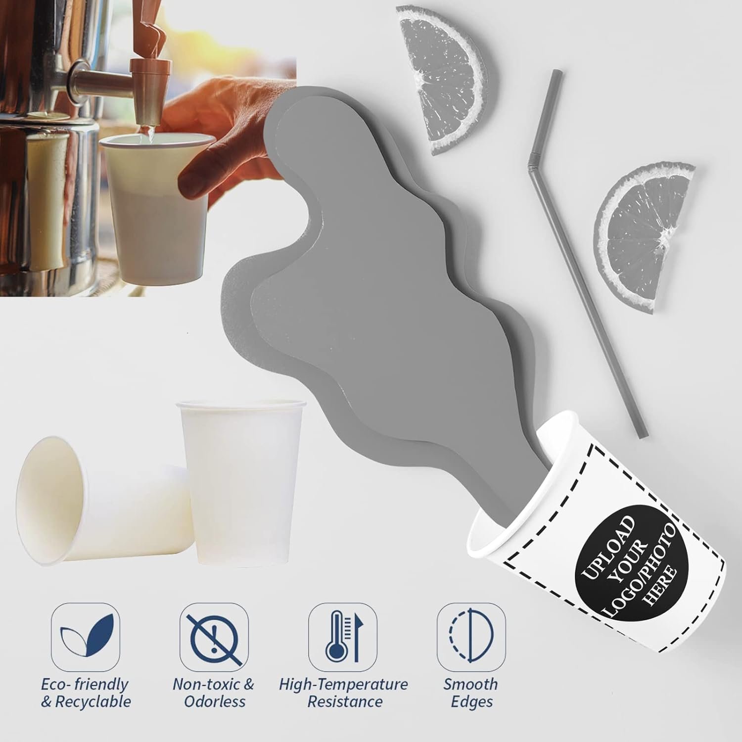 Bicchieri di Carta a Marchio Bianco 8oz con Logo Personalizzato Foto Testo per Aziende Uffici Caffetterie Feste Matrimoni Eventi Confezione 50 Produttore