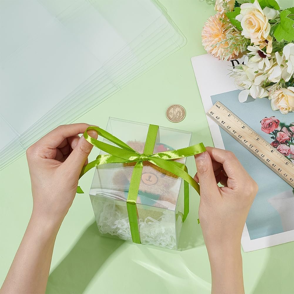 Logo Personalizzato 30 pz Scatole Trasparenti 4x4x6 Pollici in Plastica Marchio Bianco per Caramelle Cioccolato Dessert Festa Baby Shower Festa della Mamma Anniversario dal Produttore