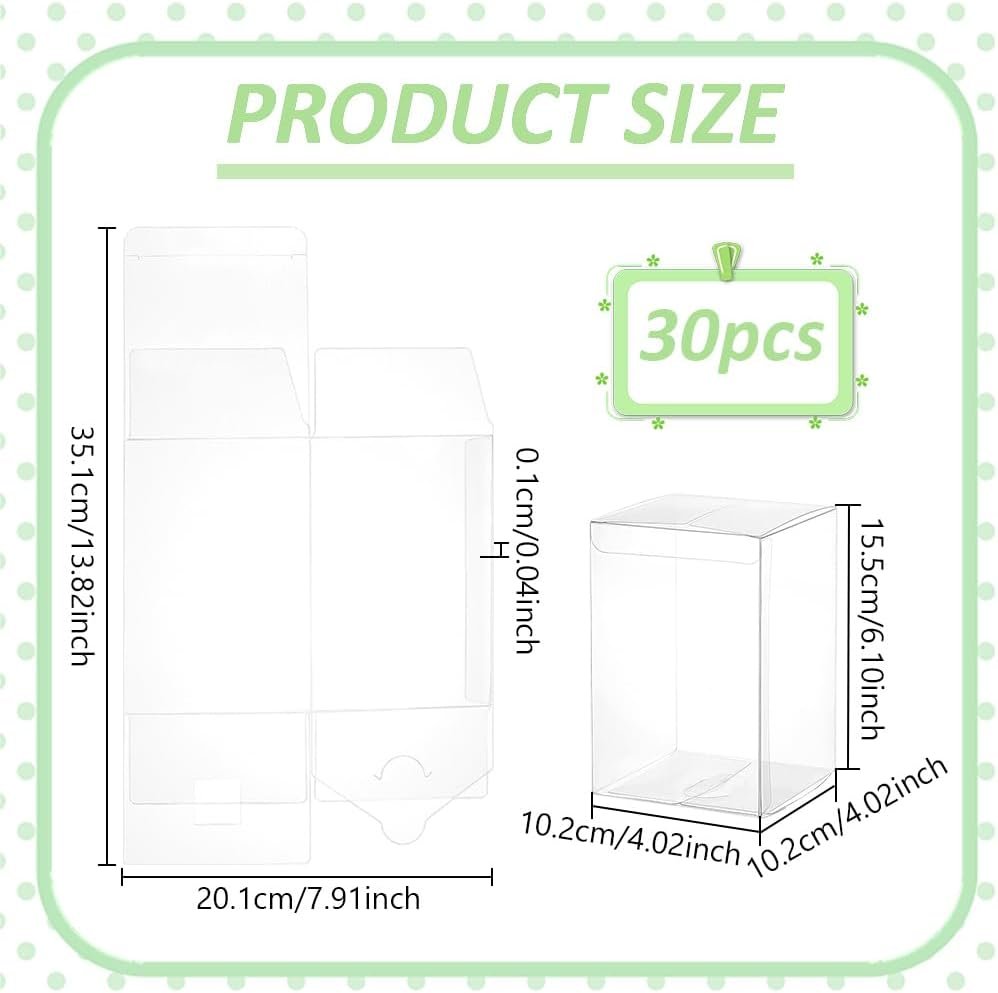 Logo Personalizzato 30 pz Scatole Trasparenti 4x4x6 Pollici in Plastica Marchio Bianco per Caramelle Cioccolato Dessert Festa Baby Shower Festa della Mamma Anniversario dal Produttore