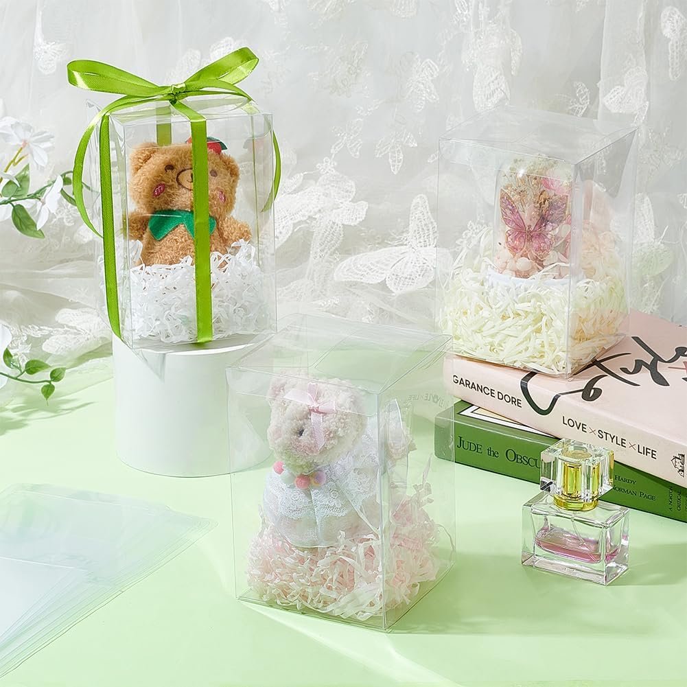 Logo Personalizzato 30 pz Scatole Trasparenti 4x4x6 Pollici in Plastica Marchio Bianco per Caramelle Cioccolato Dessert Festa Baby Shower Festa della Mamma Anniversario dal Produttore