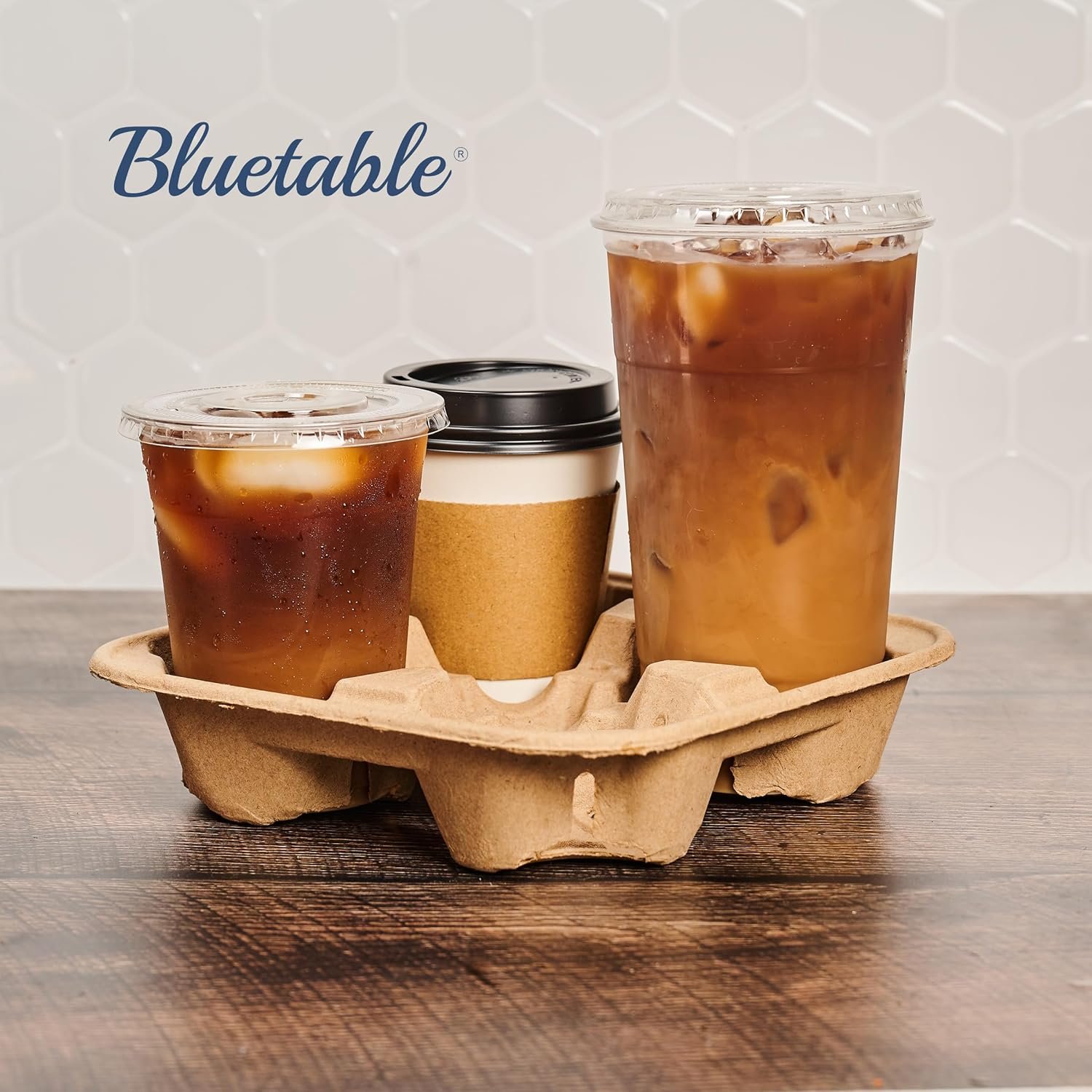 Logo Personalizzato Portatazza 4 Bicchieri 8 oz. - 32 oz. dal Fornitore per Tazze Monouso Consegne Take Away Caffè Bevande Ghiacciate Fibra Modellata Marchio Bianco 300 Pezzi