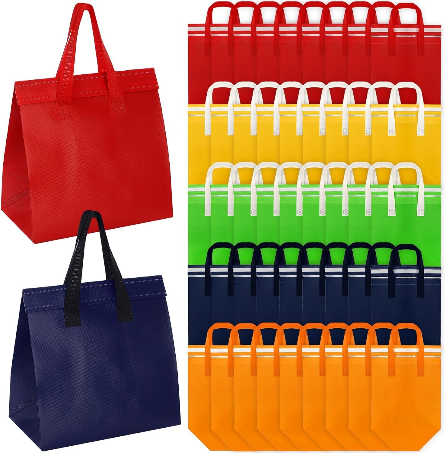 Produttore di Borse Termiche Isolate per Asporto con Logo Personalizzato Set da 60 Piccole per Cibi Caldo/Freddo/Surgelati Delivery Marchio Bianco 23,6x14,5x23,6 cm