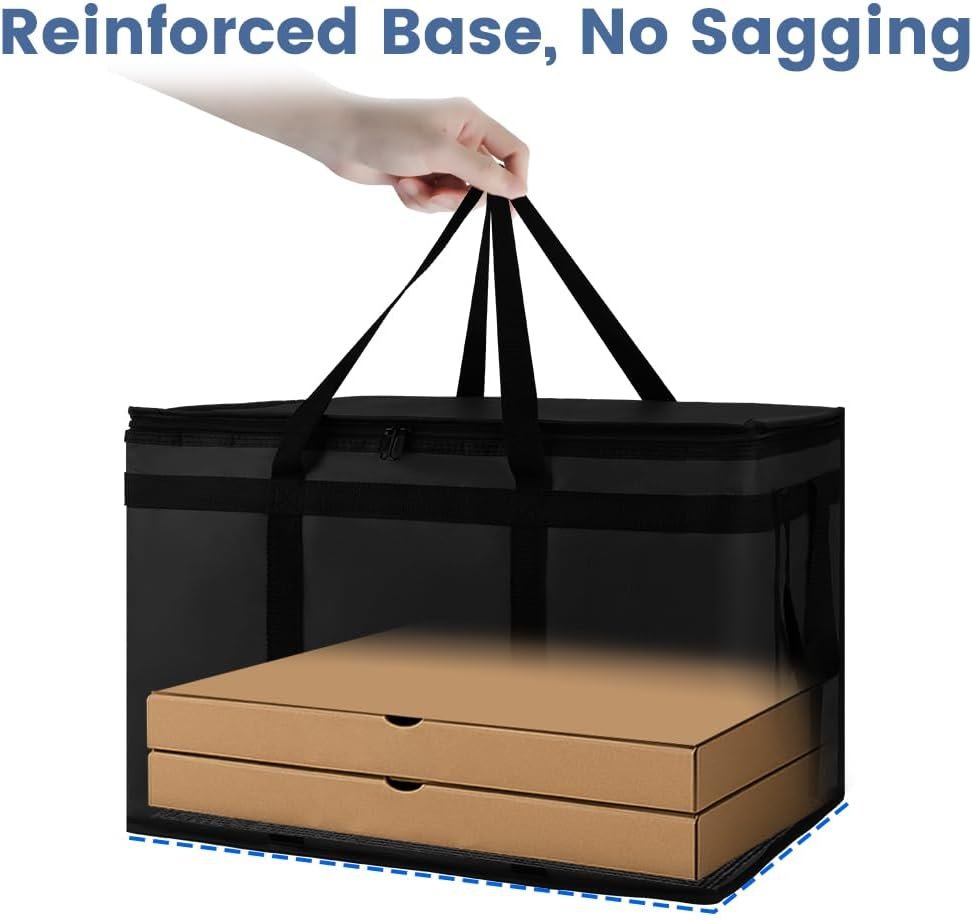 Logo Personalizzato Borsa Termica Isolante per Consegne Cibo e Portabevande con Fondo Rigido XXX-Large Borse Pizza Delivery Commerciale Marchio Bianco Catering Grocery Trasporto Surgelati Mantiene Freddo Caldo Produttore