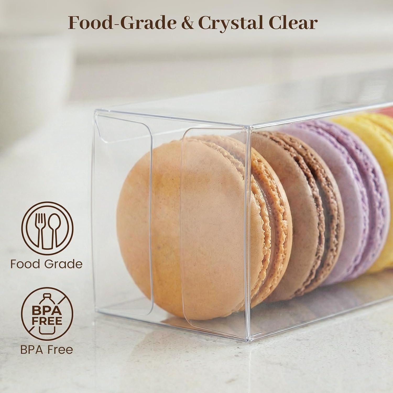 Marchio Bianco 26 Pezzi Scatole Trasparenti Macaron 2x2x6 Pollici dal Fornitore Contenitori Plastica Alti con Guanti per Cake Pops Fragole Bomboniere Matrimonio Festa Logo Personalizzato