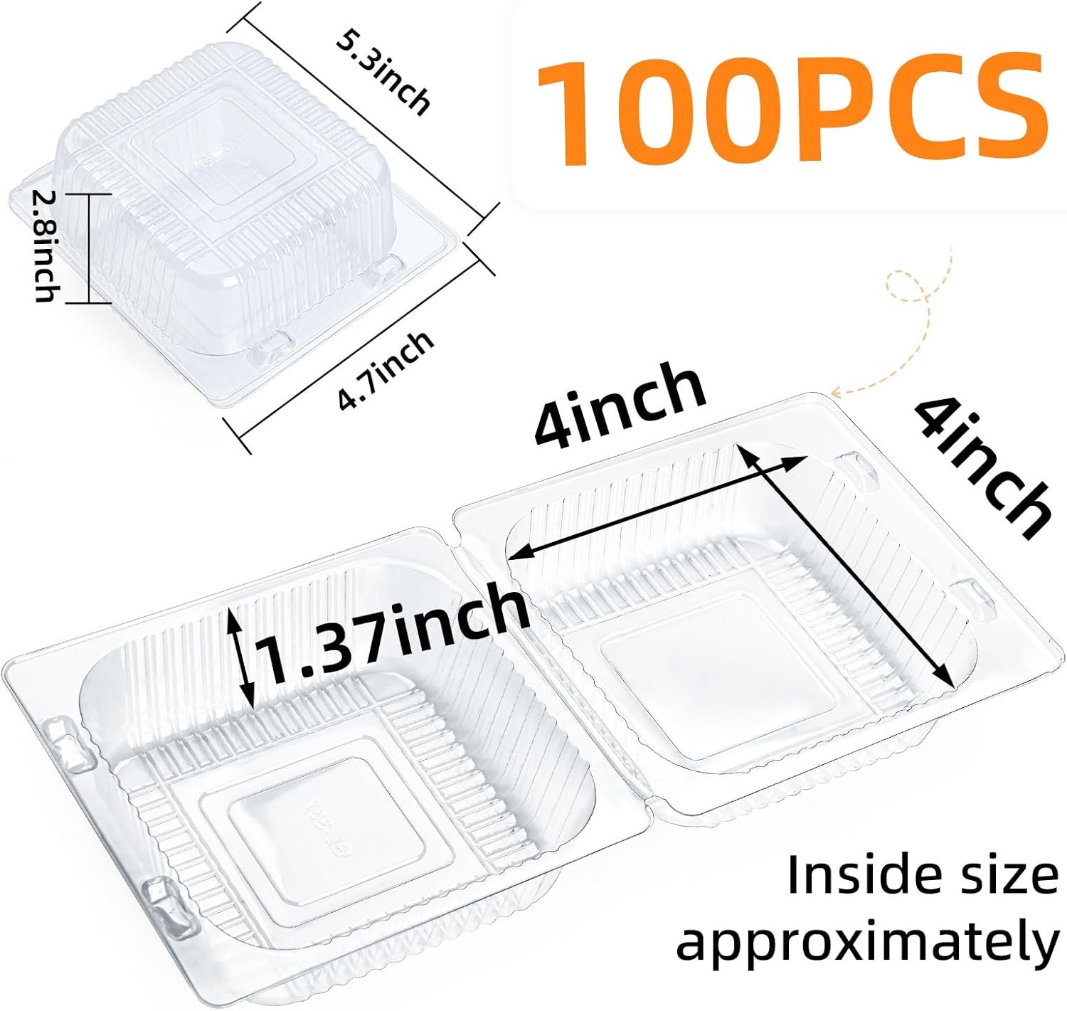 Marchio Bianco Contenitori Plastica Trasparente con Coperchi 100 Pezzi Usa e Getta Rinforzati Clamshell Logo Personalizzato per Sandwich Fette Torta Dessert Hamburger Insalata Pasticceria Frutta Takeaway dalla Fabbrica