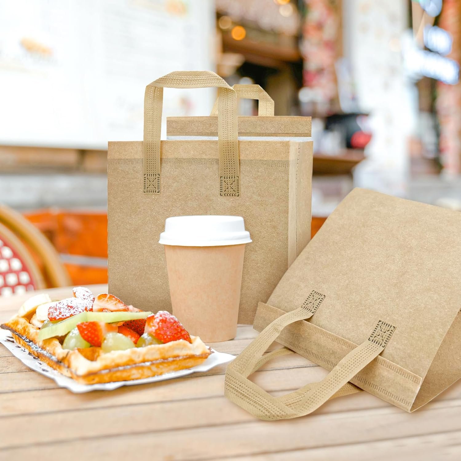 Marchio Bianco 120 Pezzi Borse Termiche Isolate per Asporto Delivery Isolamento Termico Cibi Caldi Freddi Pizza Caffè Tè al Latte Cooler Bag Catering Ristoranti Picnic con Logo Personalizzato 24x24x15 cm (9.5x9.5x6 in) dalla Fabbrica