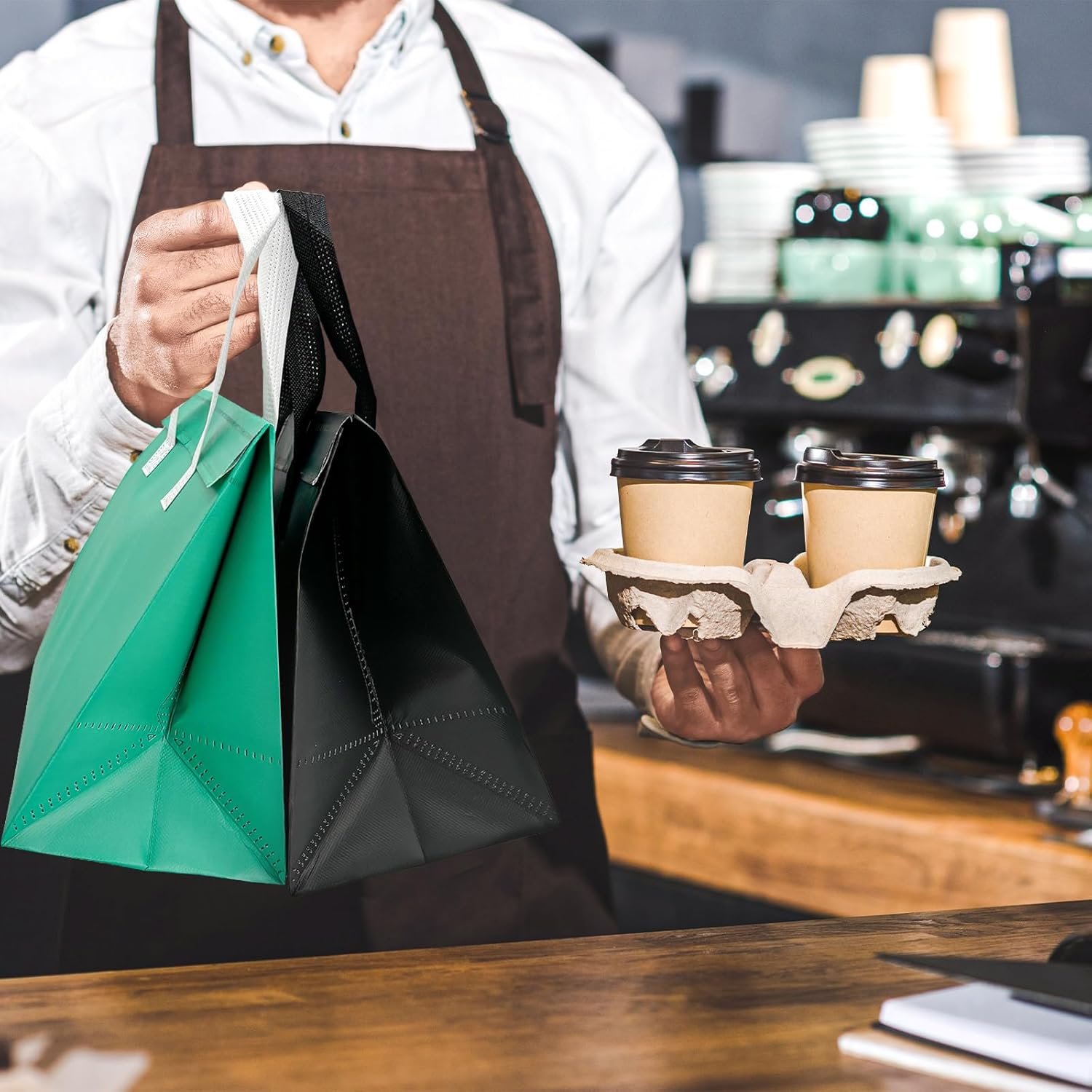 Marchio Bianco 120 Pezzi Borse Termiche Isolate per Asporto Delivery Isolamento Termico Cibi Caldi Freddi Pizza Caffè Tè al Latte Cooler Bag Catering Ristoranti Picnic con Logo Personalizzato 24x24x15 cm (9.5x9.5x6 in) dalla Fabbrica