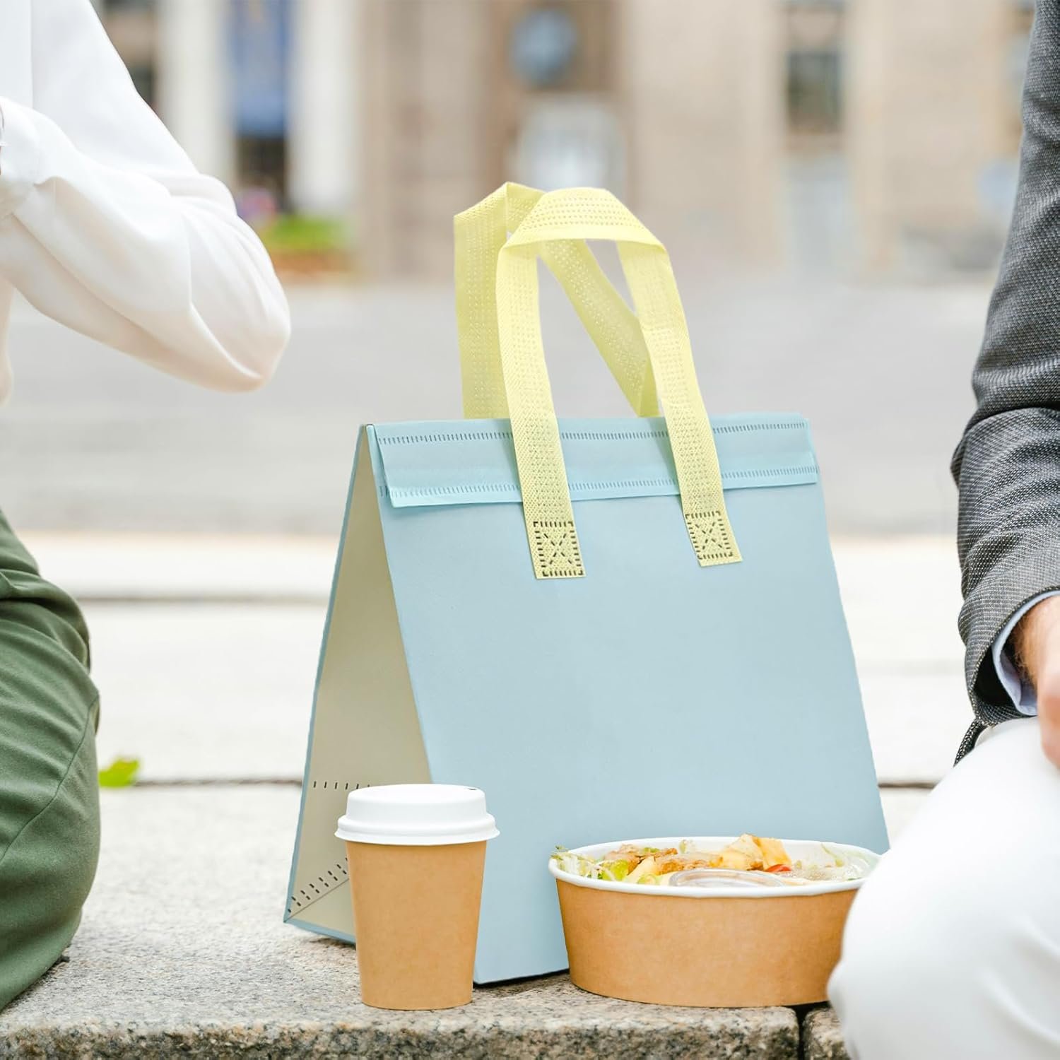 Marchio Bianco 120 Pezzi Borse Termiche Isolate per Asporto Delivery Isolamento Termico Cibi Caldi Freddi Pizza Caffè Tè al Latte Cooler Bag Catering Ristoranti Picnic con Logo Personalizzato 24x24x15 cm (9.5x9.5x6 in) dalla Fabbrica