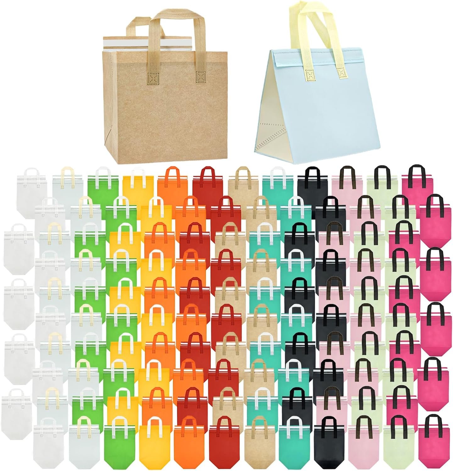 Marchio Bianco 120 Pezzi Borse Termiche Isolate per Asporto Delivery Isolamento Termico Cibi Caldi Freddi Pizza Caffè Tè al Latte Cooler Bag Catering Ristoranti Picnic con Logo Personalizzato 24x24x15 cm (9.5x9.5x6 in) dalla Fabbrica