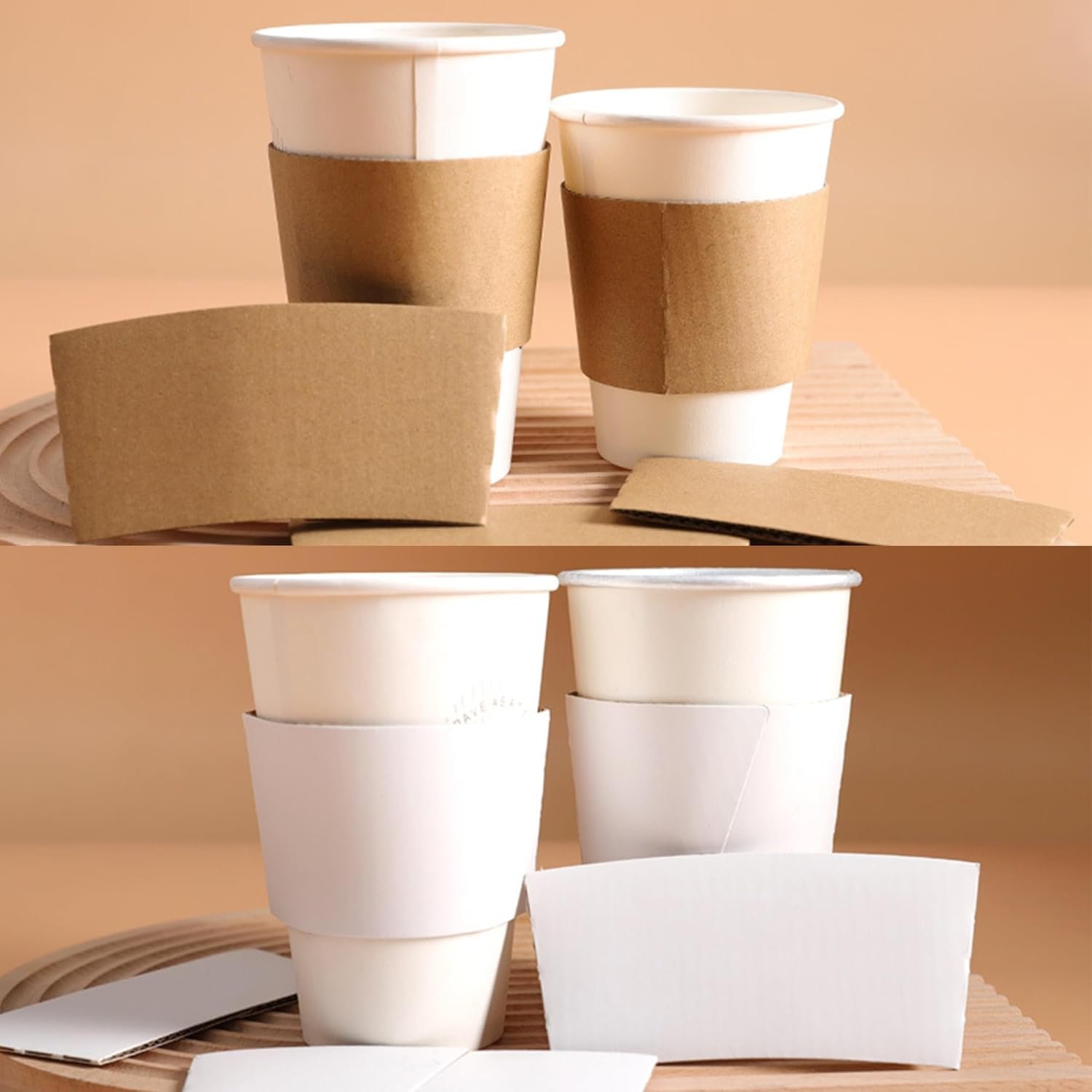Produttore Manicotti Tazze Caffè con Logo Personalizzato Carta Corrugata per 10-20 oz Bianco Marrone 20-300 Pz Marchio Bianco