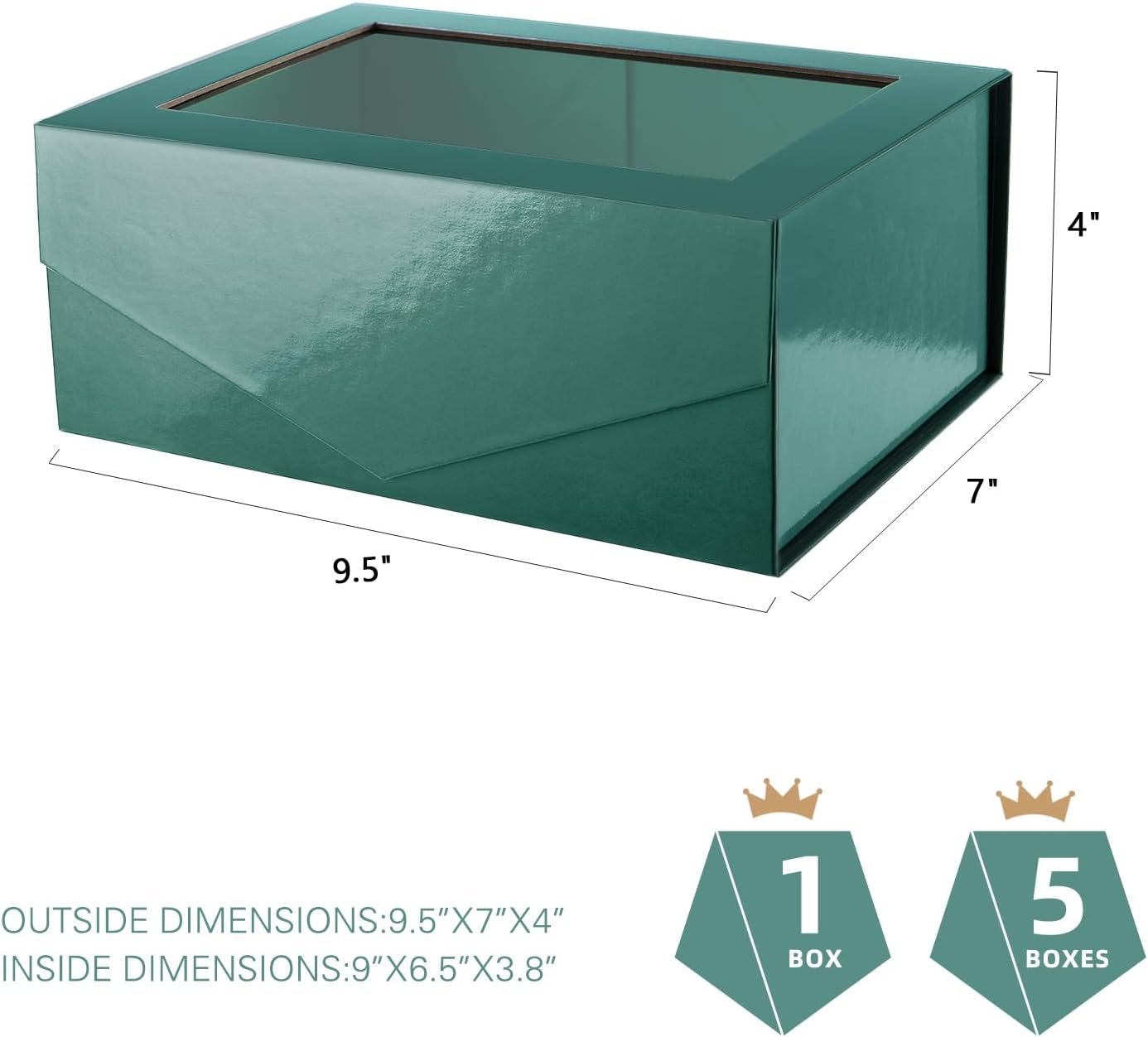 Marchio Bianco Scatola Regalo Verde con Finestra Trasparente 9x6.5x3.8 Pollici Coperchio Magnetico Logo Personalizzato Include Nastro Biglietto Proposta Testimone dal Fornitore