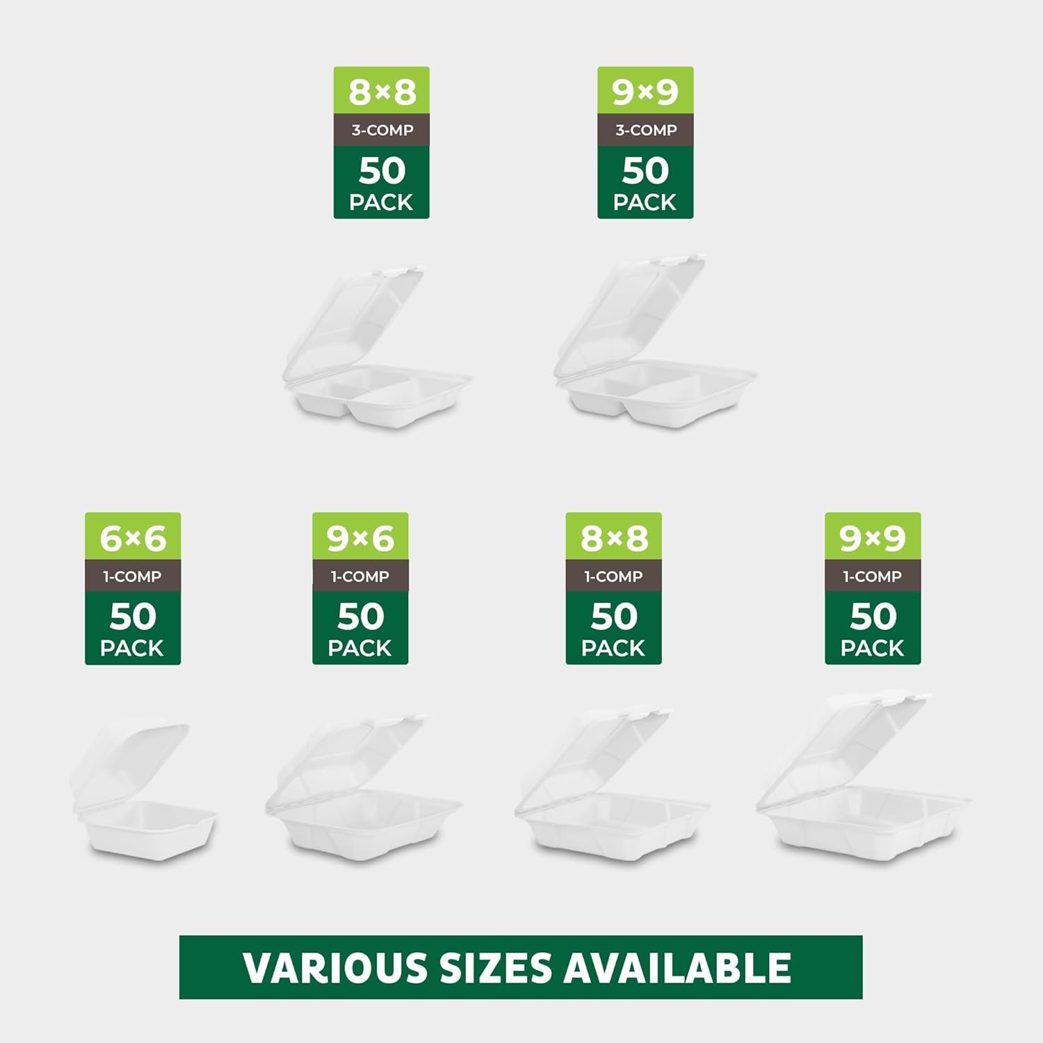 Logo Personalizzato Contenitori a Conchiglia con Coperchi [9x6 50-Pack] monouso biodegradabili in canna da zucchero per asporto in carta Marchio Bianco adatti microonde congelatore impilabili Fornitore