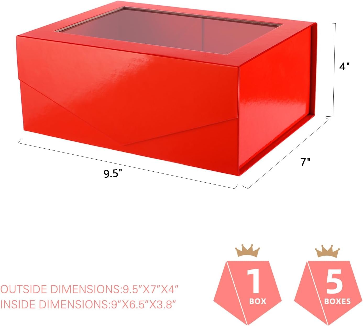 Fabbrica Scatole Regalo Rosse con Logo Personalizzato 5 Pezzi Finestra Trasparente 9x6,5x3,8 Pollici Coperchio Magnetico Lucido per Proposte Damigelle Natale Nastri Biglietti Marchio Bianco Fabbrica Scatole Regalo Rosse con Logo Personalizzato 5 Pezzi Finestra Trasparente 9x6,5x3,8 Pollici Coperchio Magnetico Lucido per Proposte Damigelle Natale Nastri Biglietti Marchio Bianco