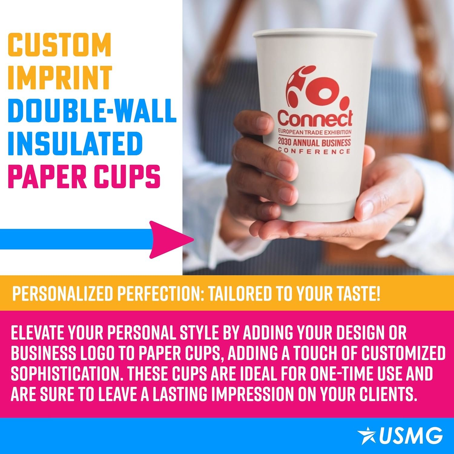 Marchio Bianco Tazze Carta Doppia Parete 16 Oz dal Fornitore con Logo Personalizzato per Caffè Bevande Calde Fredde Distributori Acqua Feste Promozione (QTY 100)