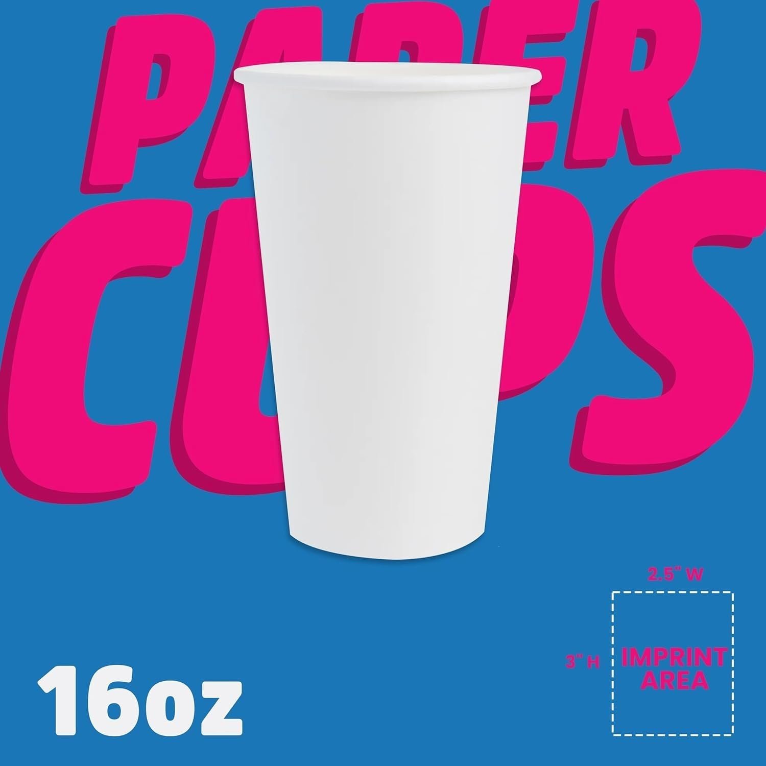 Marchio Bianco Tazze Carta Doppia Parete 16 Oz dal Fornitore con Logo Personalizzato per Caffè Bevande Calde Fredde Distributori Acqua Feste Promozione (QTY 100)