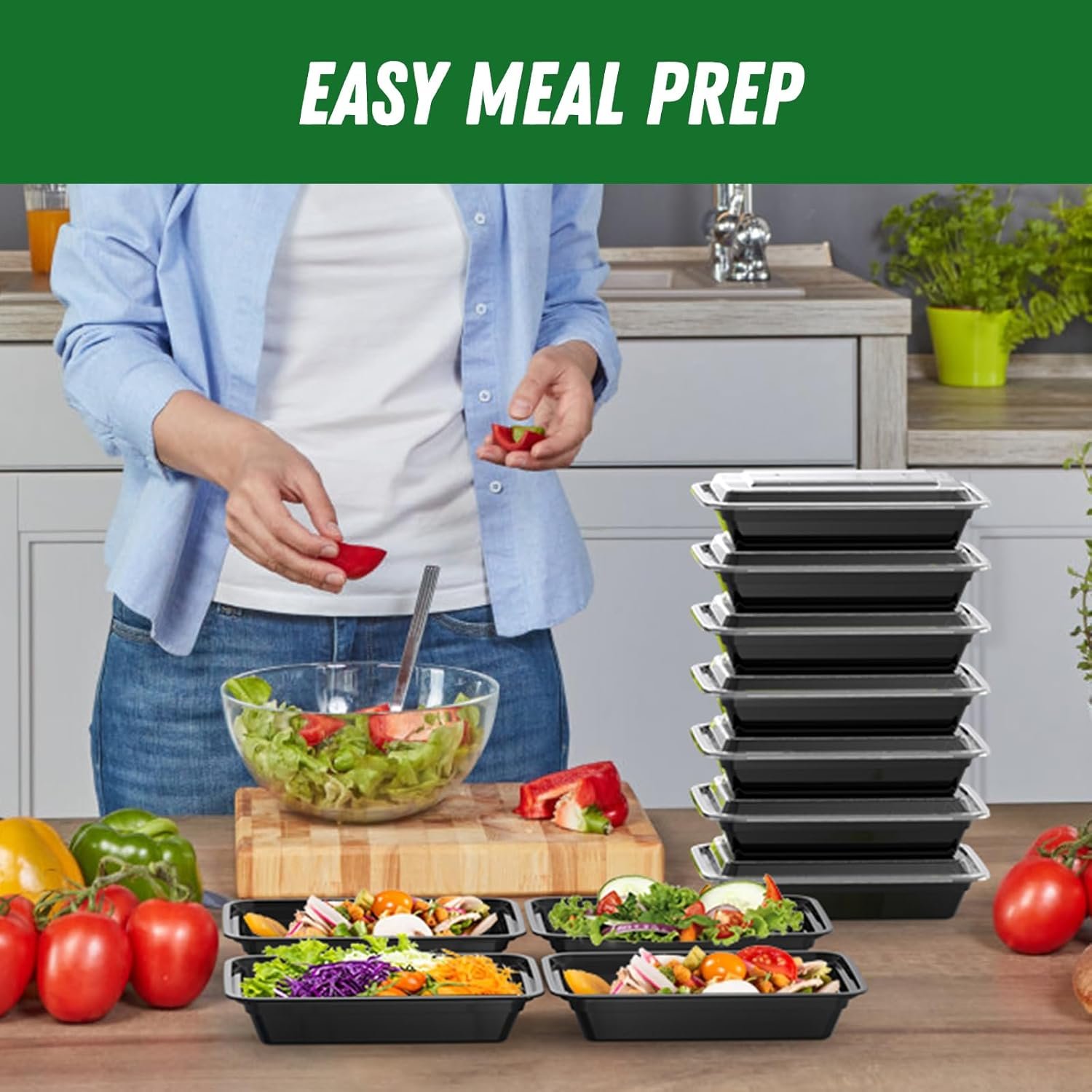 Fabbrica di Contenitori Meal Prep da 28 oz con Logo Personalizzato Confezione da 50 (100 Pezzi) Riutilizzabili con Coperchi Ermetici Sicuri per Alimenti Microonde Congelatore Lavastoviglie Marchio Bianco