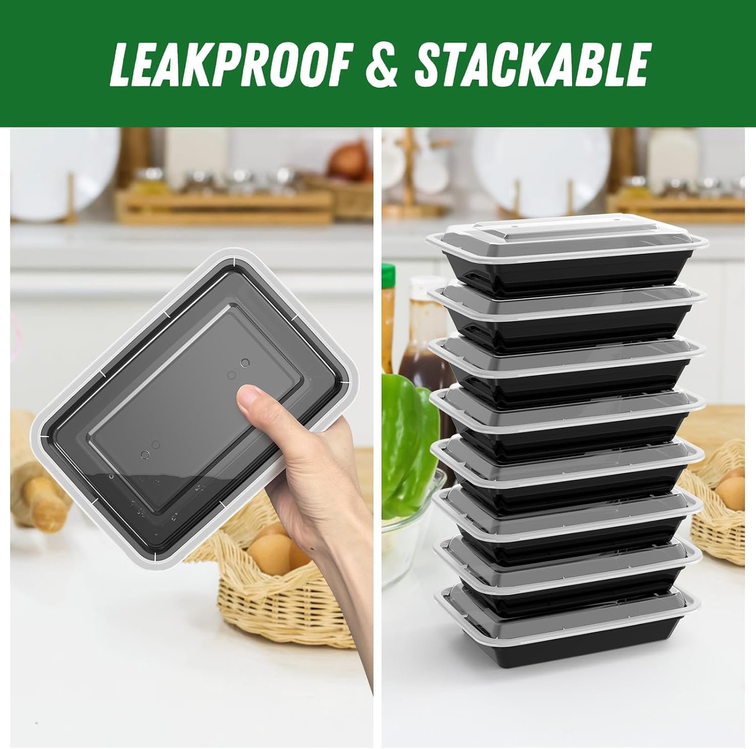 Fabbrica di Contenitori Meal Prep da 28 oz con Logo Personalizzato Confezione da 50 (100 Pezzi) Riutilizzabili con Coperchi Ermetici Sicuri per Alimenti Microonde Congelatore Lavastoviglie Marchio Bianco