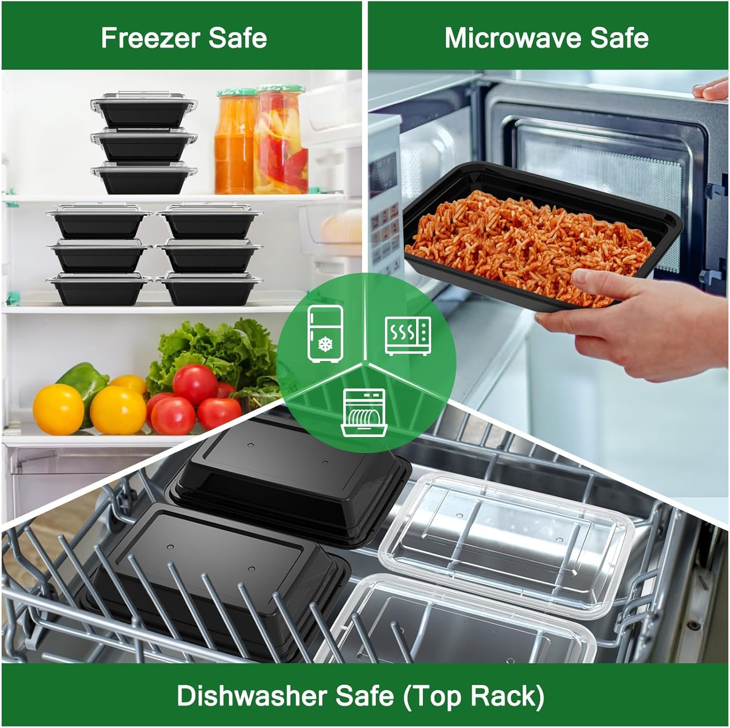 Fabbrica di Contenitori Meal Prep da 28 oz con Logo Personalizzato Confezione da 50 (100 Pezzi) Riutilizzabili con Coperchi Ermetici Sicuri per Alimenti Microonde Congelatore Lavastoviglie Marchio Bianco