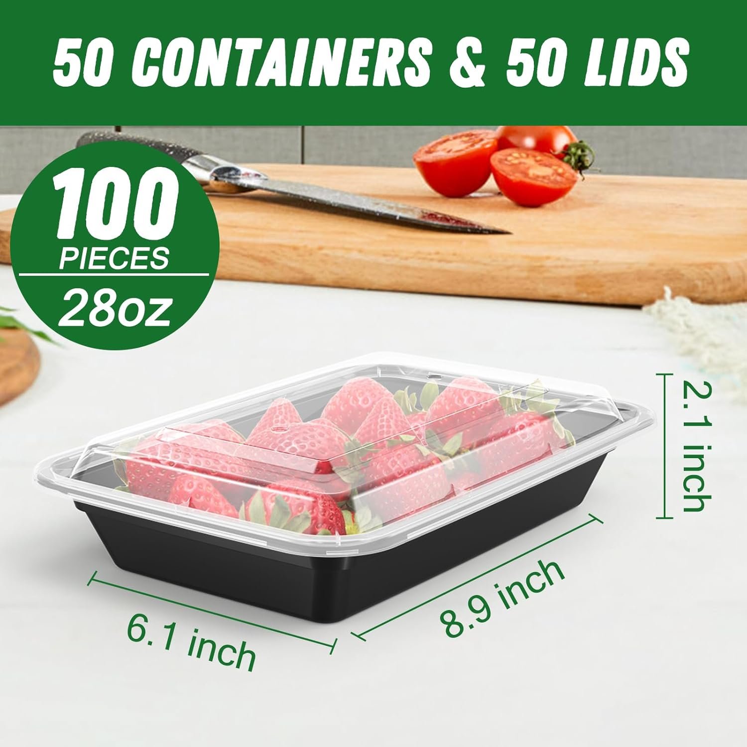 Fabbrica di Contenitori Meal Prep da 28 oz con Logo Personalizzato Confezione da 50 (100 Pezzi) Riutilizzabili con Coperchi Ermetici Sicuri per Alimenti Microonde Congelatore Lavastoviglie Marchio Bianco