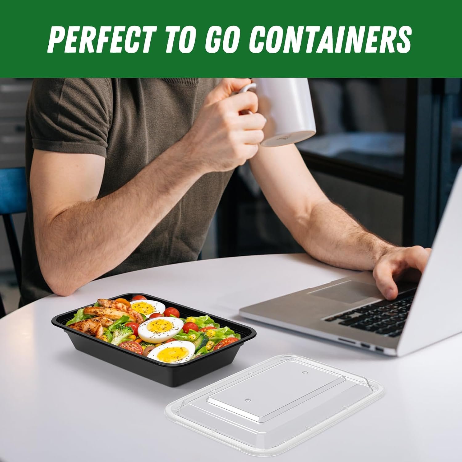 Fabbrica di Contenitori Meal Prep da 28 oz con Logo Personalizzato Confezione da 50 (100 Pezzi) Riutilizzabili con Coperchi Ermetici Sicuri per Alimenti Microonde Congelatore Lavastoviglie Marchio Bianco