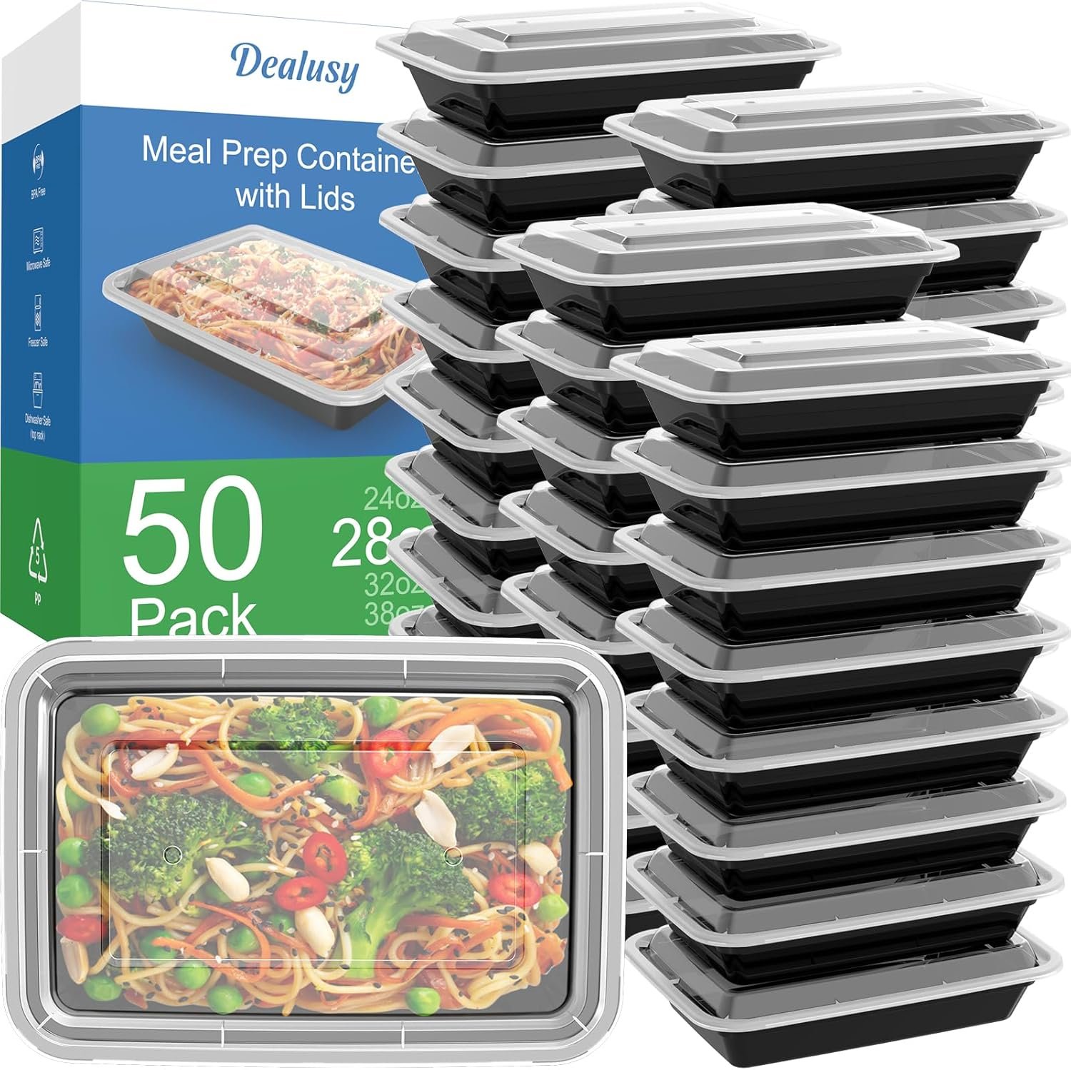 Fabbrica di Contenitori Meal Prep da 28 oz con Logo Personalizzato Confezione da 50 (100 Pezzi) Riutilizzabili con Coperchi Ermetici Sicuri per Alimenti Microonde Congelatore Lavastoviglie Marchio Bianco
