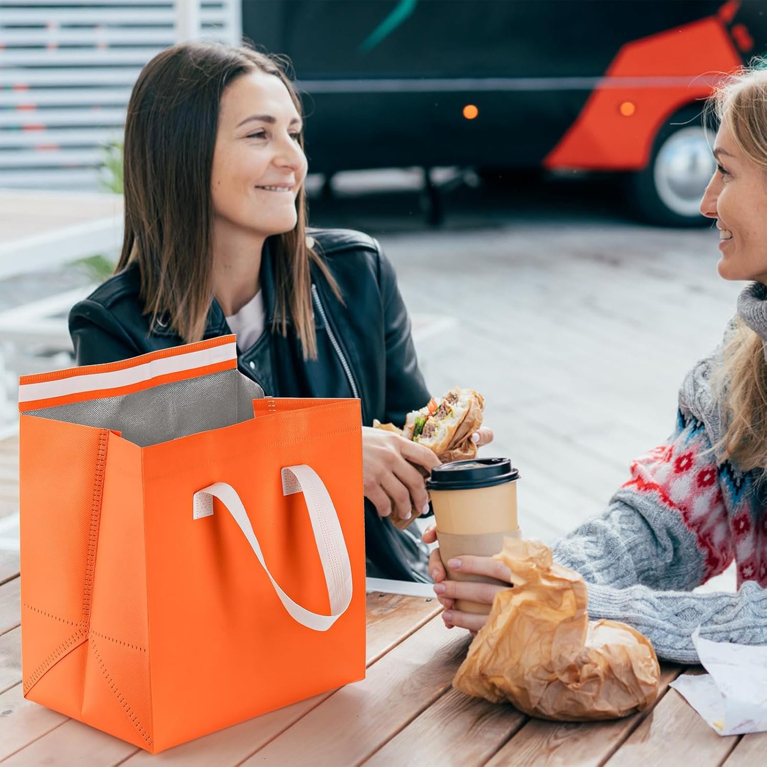 Marchio Bianco 25 Pezzi Borse Termiche Isolate per Asporto Food Delivery Arancione con Logo Personalizzato Caffè Spesa Cibi Caldi Freddi Surgelati da Fornitore 24 x 15 x 25 cm