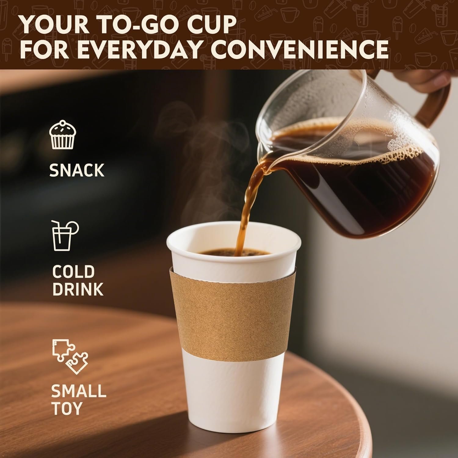 Fornitore Tazze Caffè Monouso 16oz Confezione 50 con Coperchi Manicotti Bevande Calde Carta 300gsm 61x135x89mm Logo Personalizzato Marchio Bianco
