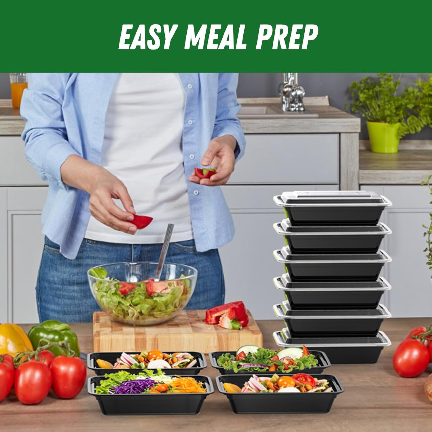 Marchio Bianco Confezione da 50 (100 Pezzi) Contenitori per Meal Prep da 32 oz con Logo Personalizzato Riutilizzabili con Coperchi Ermetici Robust i Sicuri per Alimenti Microonde Freezer Lavastoviglie dal Fornitore